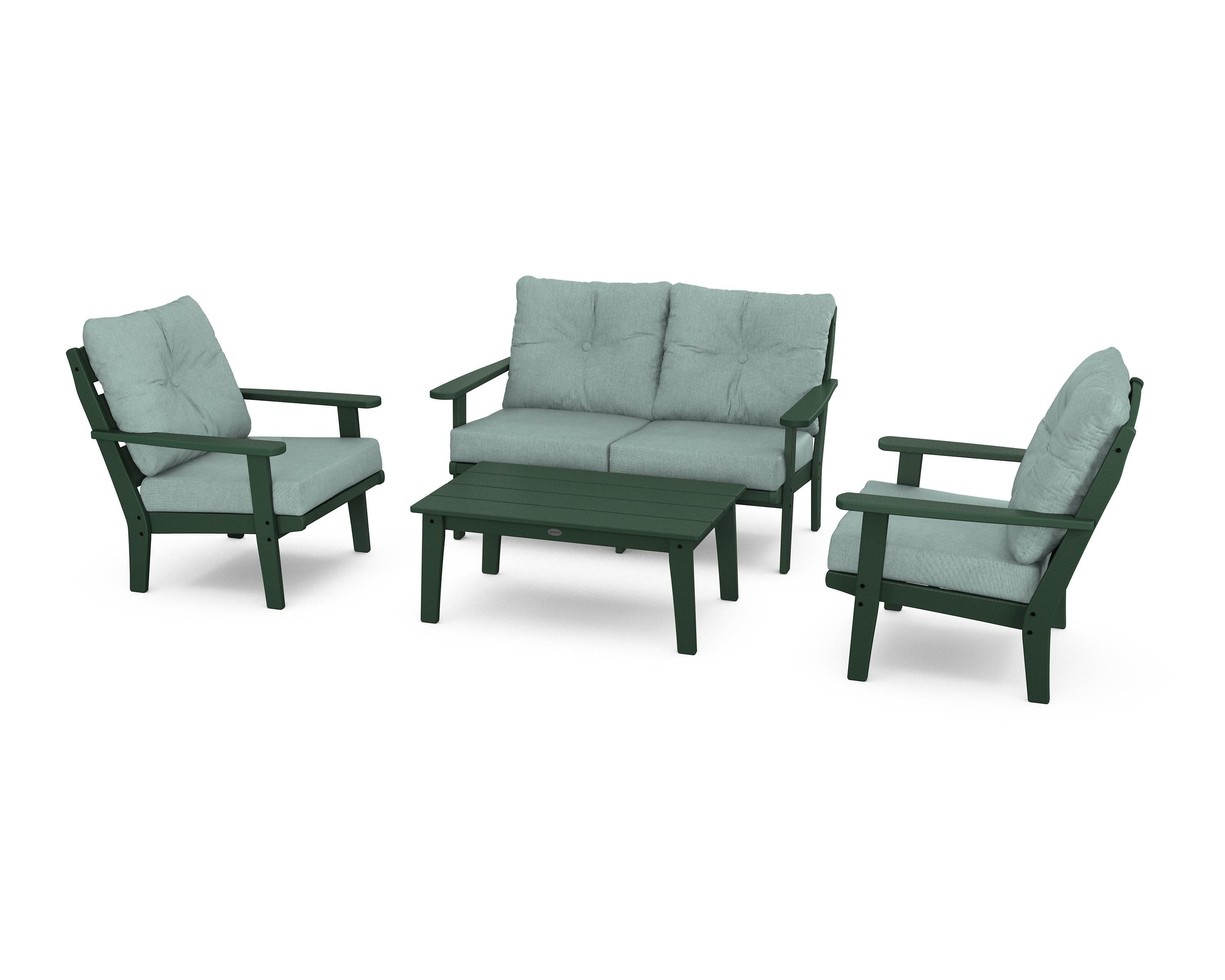 Lakeside 4-Piece Deep Seating Set in Green / Glacier Spa