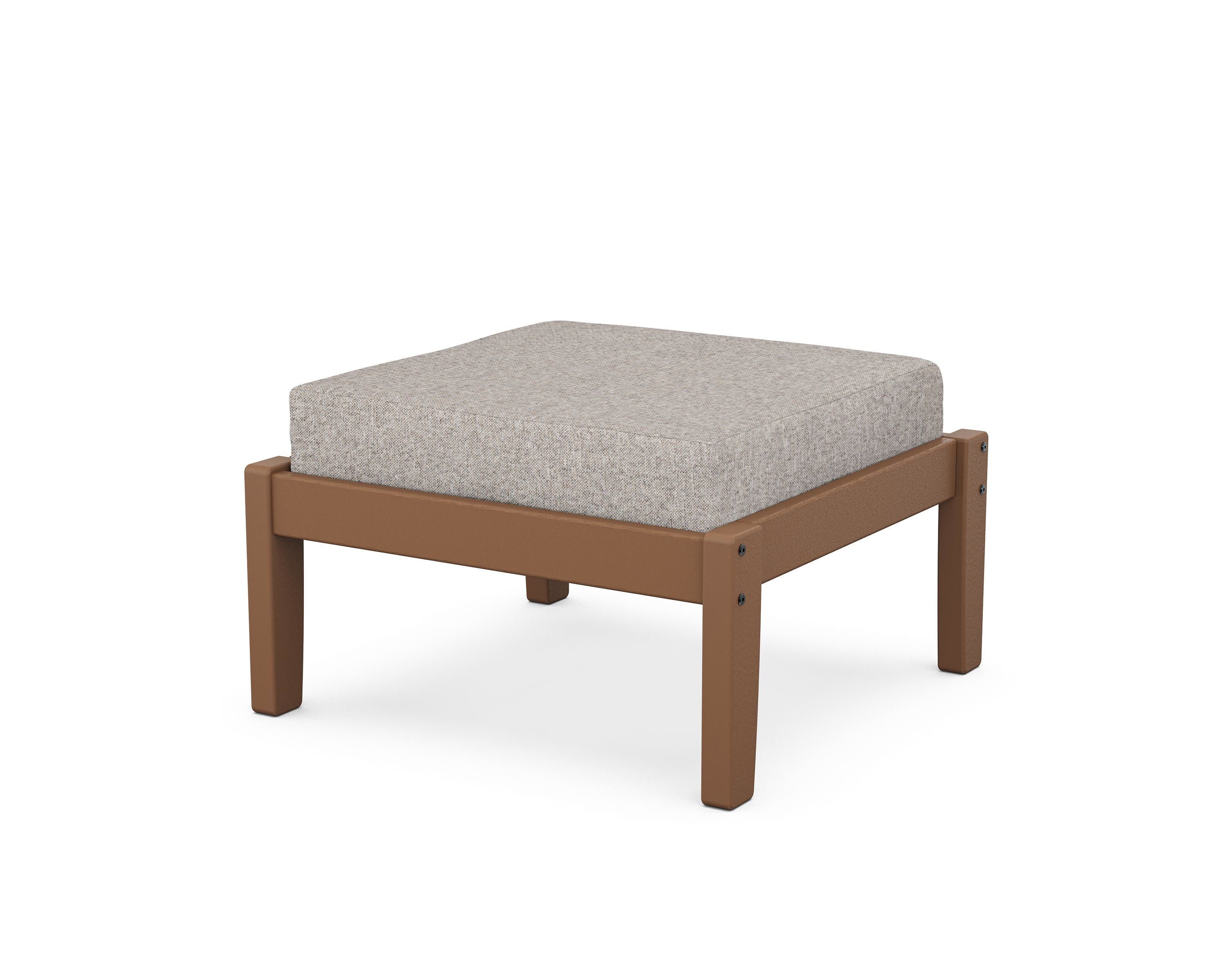Deep Seating Ottoman in Teak / Weathered Tweed