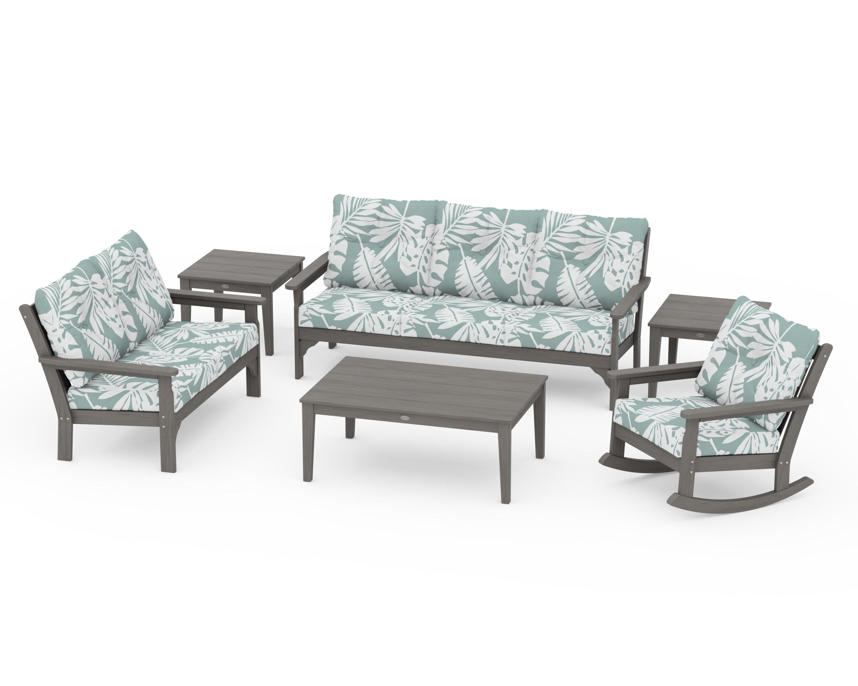 Vineyard 6-Piece Deep Seating Set in Driftwood / Leaf Glacier Spa