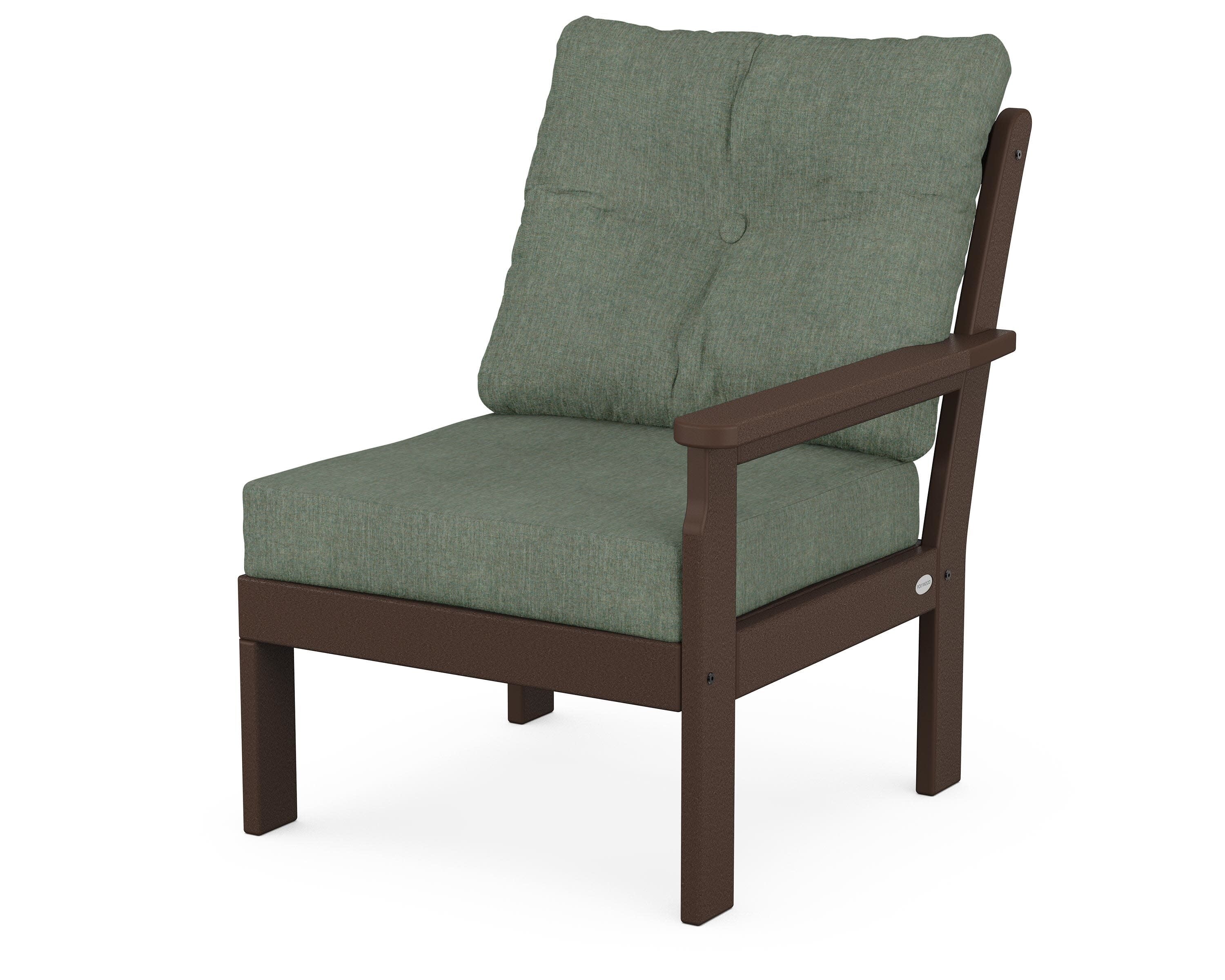 Vineyard Modular Right Arm Chair in Mahogany / Cast Sage
