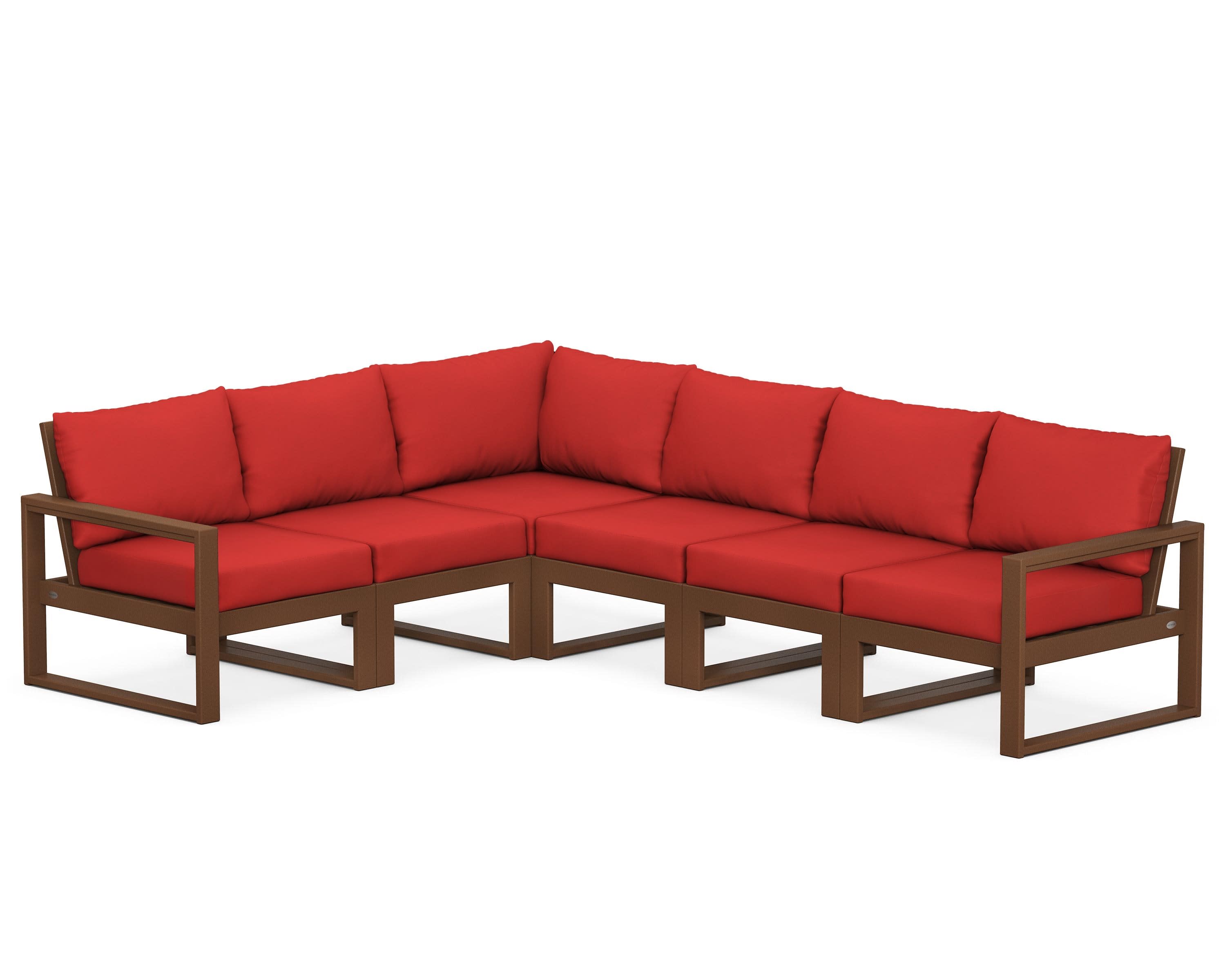 EDGE 6-Piece Modular Deep Seating Set in Teak / Crimson Linen