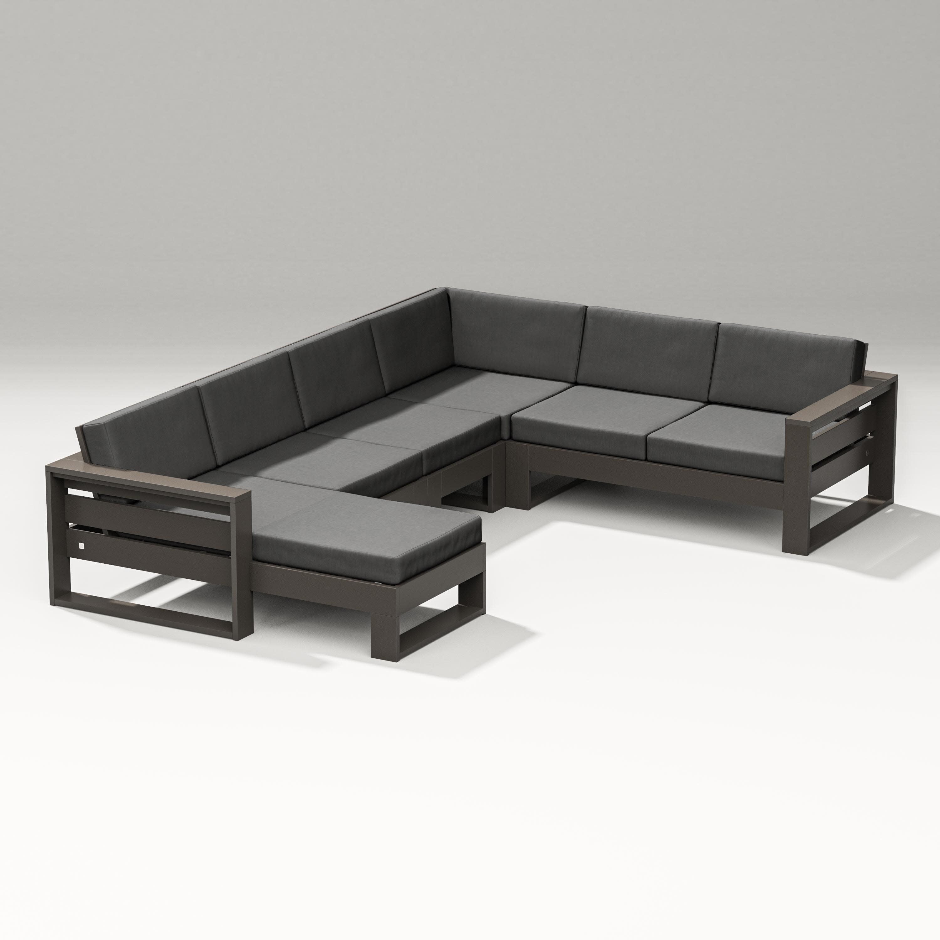 Latitude Corner Sectional with Left Chaise in Vintage Coffee / Spectrum Carbon