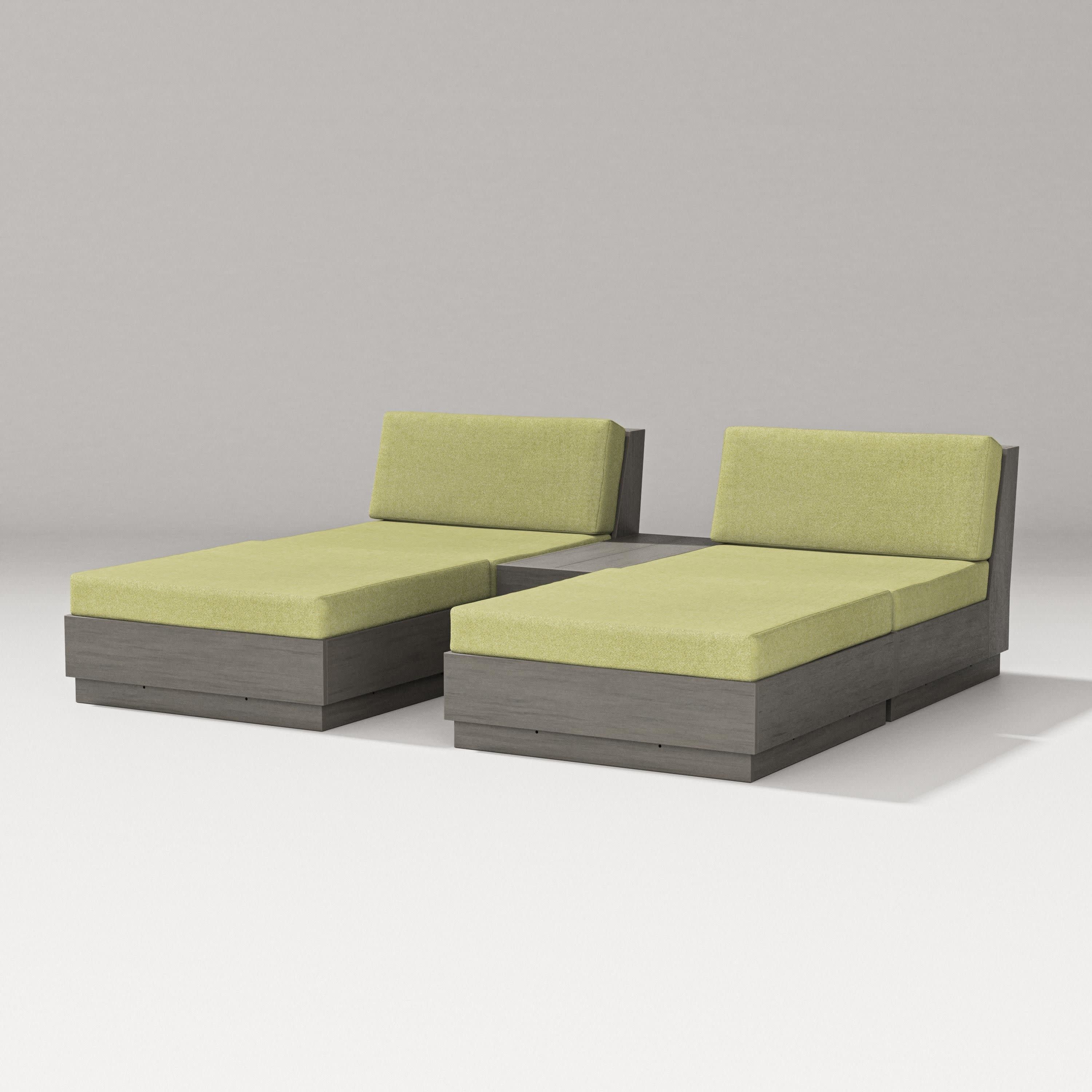 Elevate Double Chaise Set in Driftwood / Chartreuse Boucle