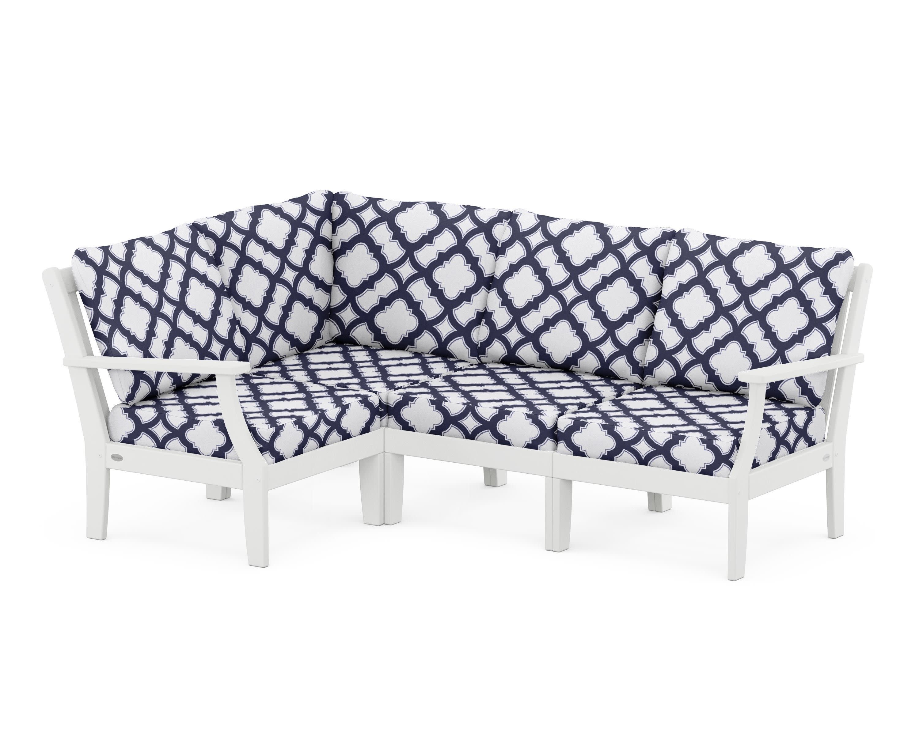 Braxton Modular 4-Piece Deep Seating Set in White / Trellis Navy
