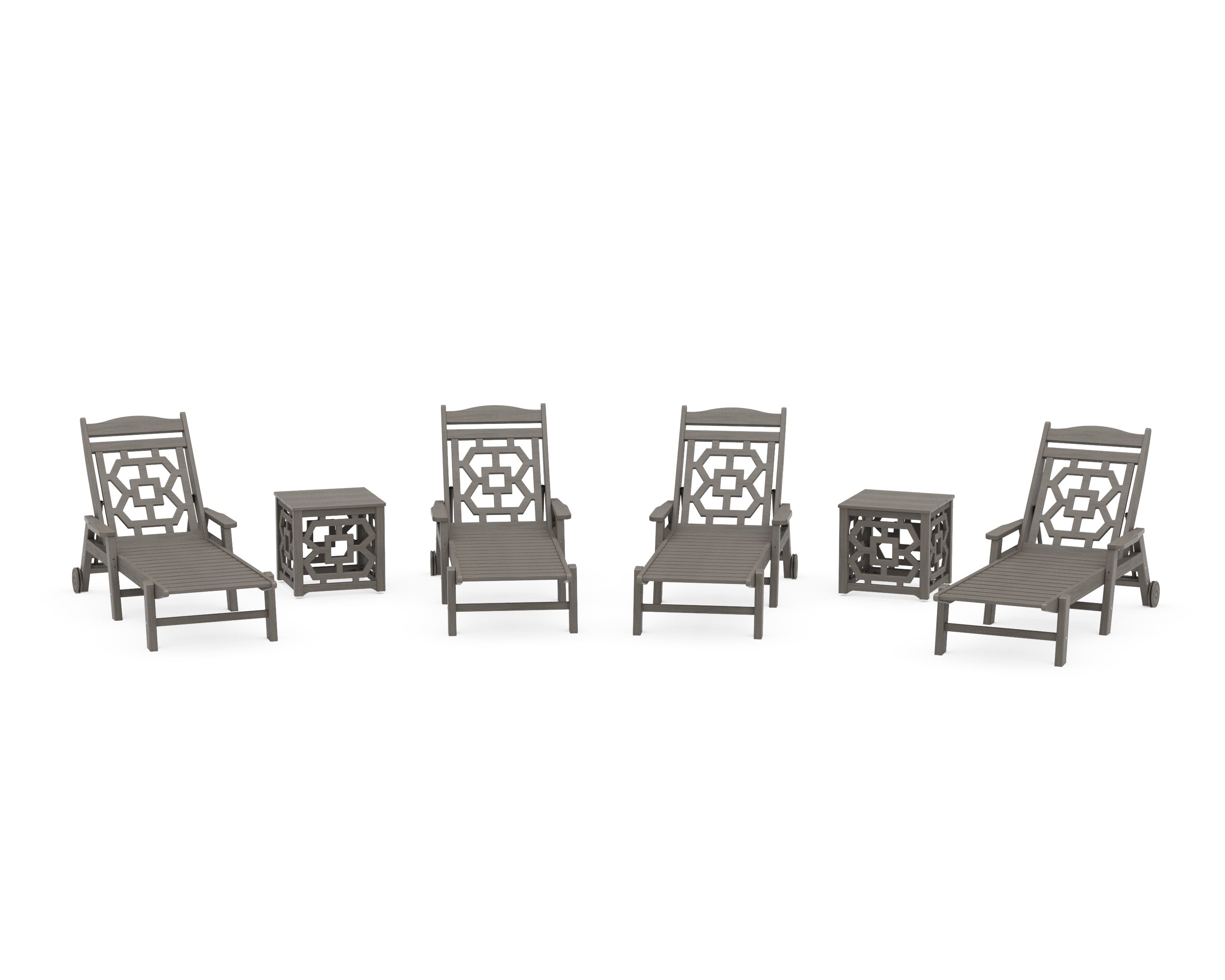 Chinoiserie 6-Piece Chaise Set in Driftwood