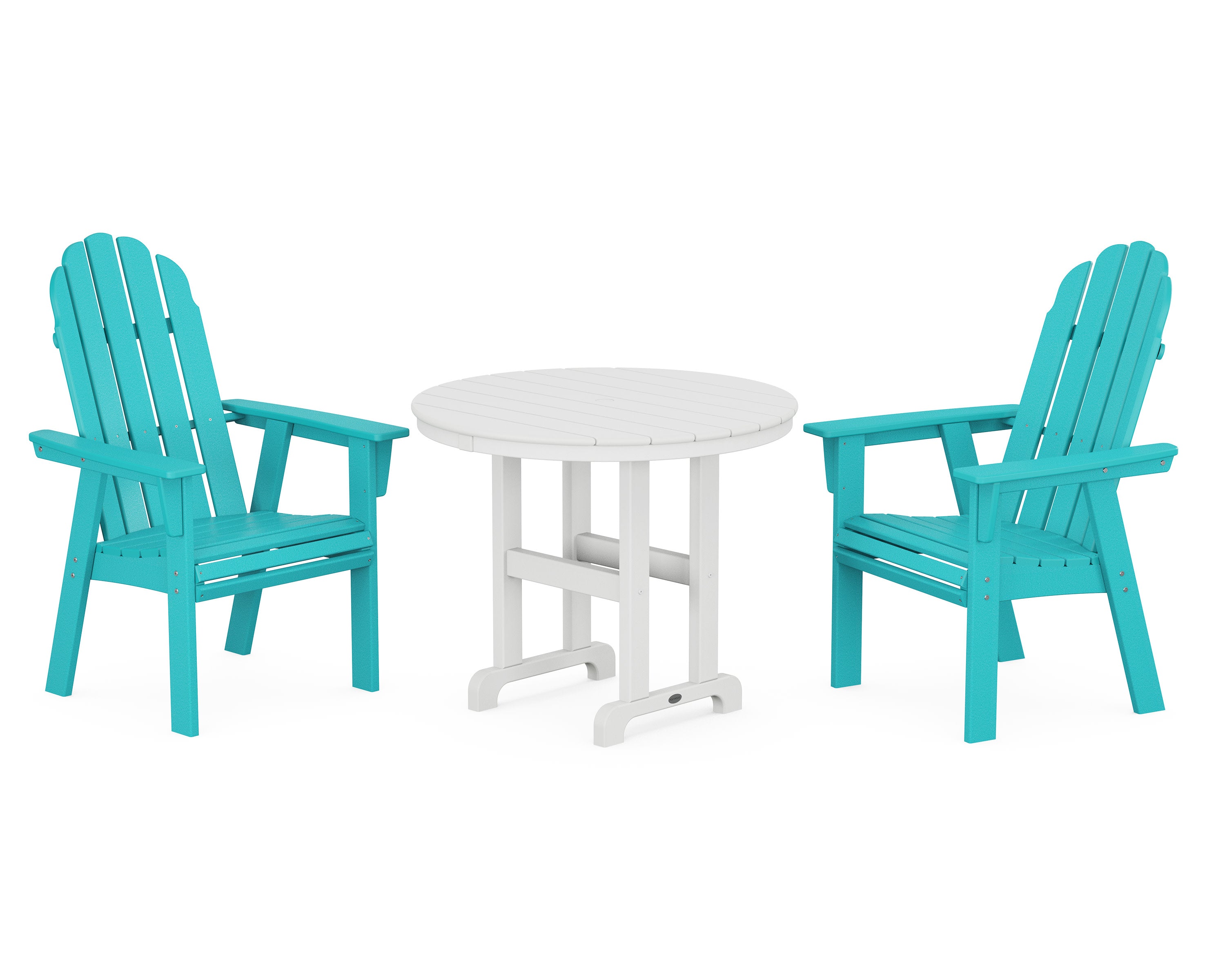 Vineyard Adirondack 3-Piece Round Dining Set in Aruba / White