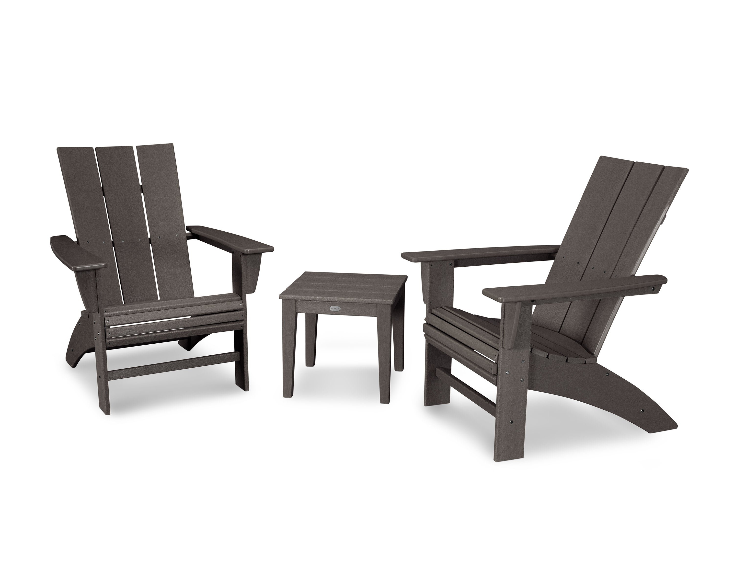 Modern 3-Piece Curveback  Adirondack Set in Vintage Coffee