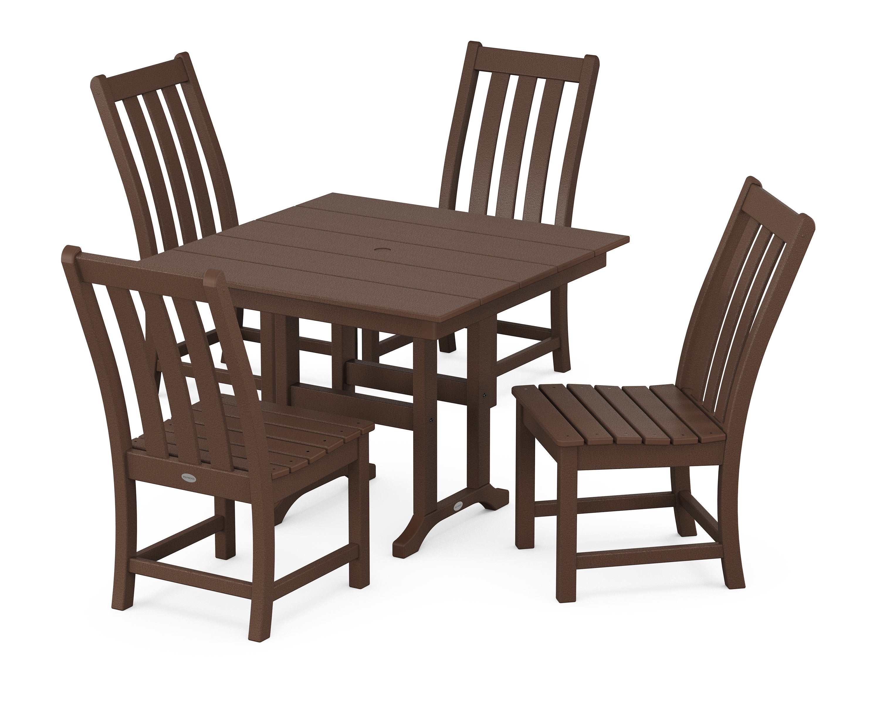 Vineyard Side Chair 5-Piece Farmhouse Dining Set in Mahogany