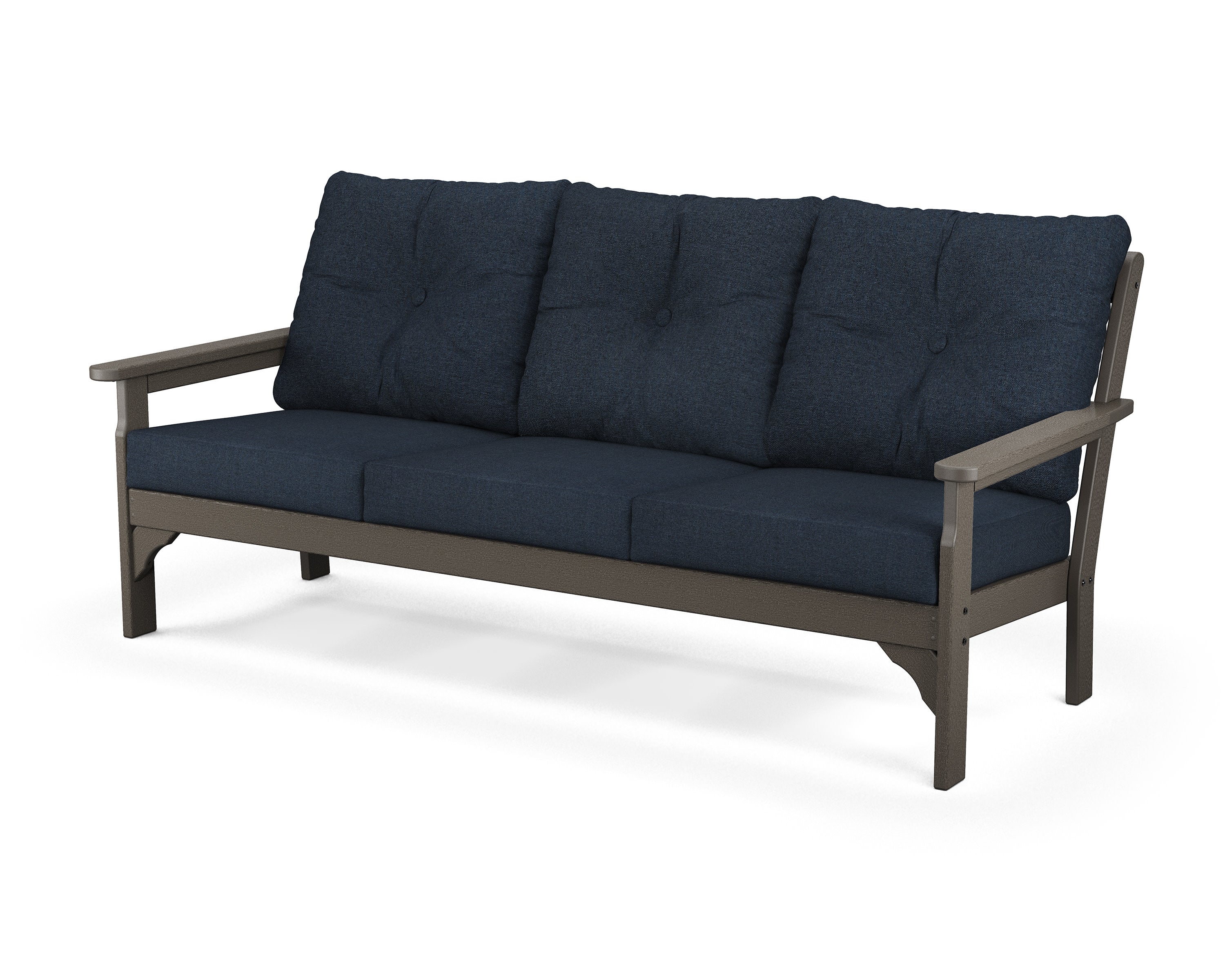 Vineyard Deep Seating Sofa in Vintage Coffee / Marine Indigo