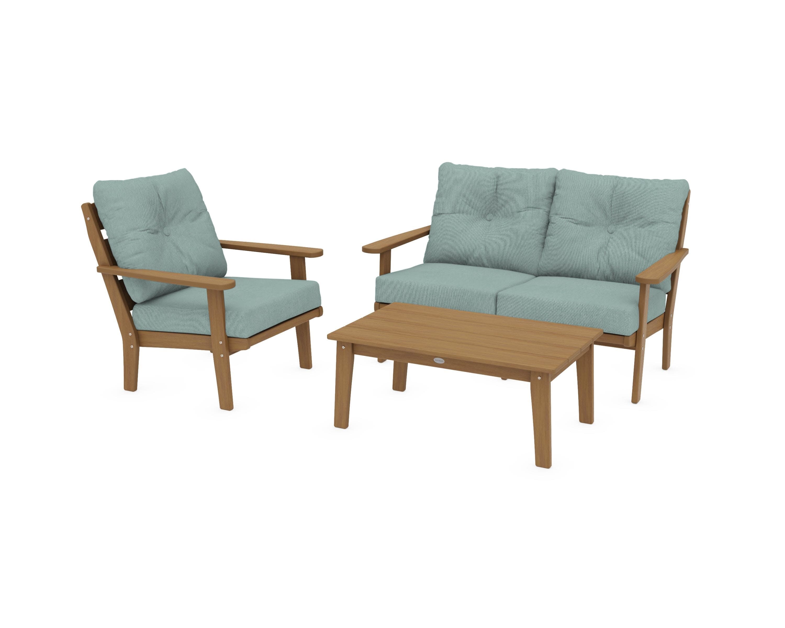 Lakeside 3-Piece Deep Seating Set in Natural / Glacier Spa