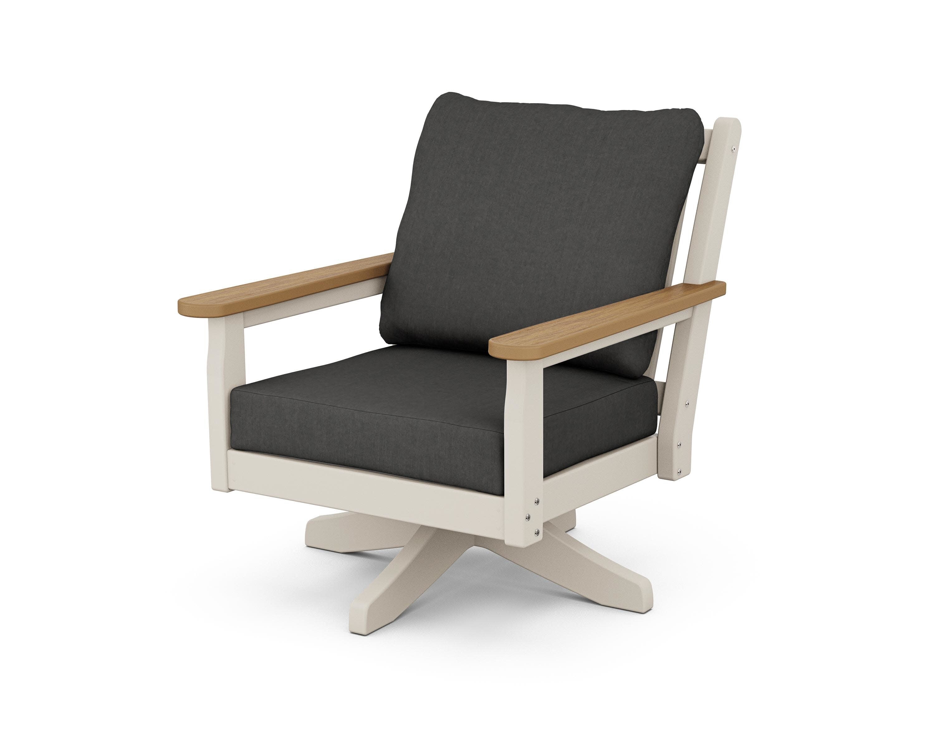 Chippendale Deep Seating Swivel Chair in Sand / Natural / Spectrum Carbon