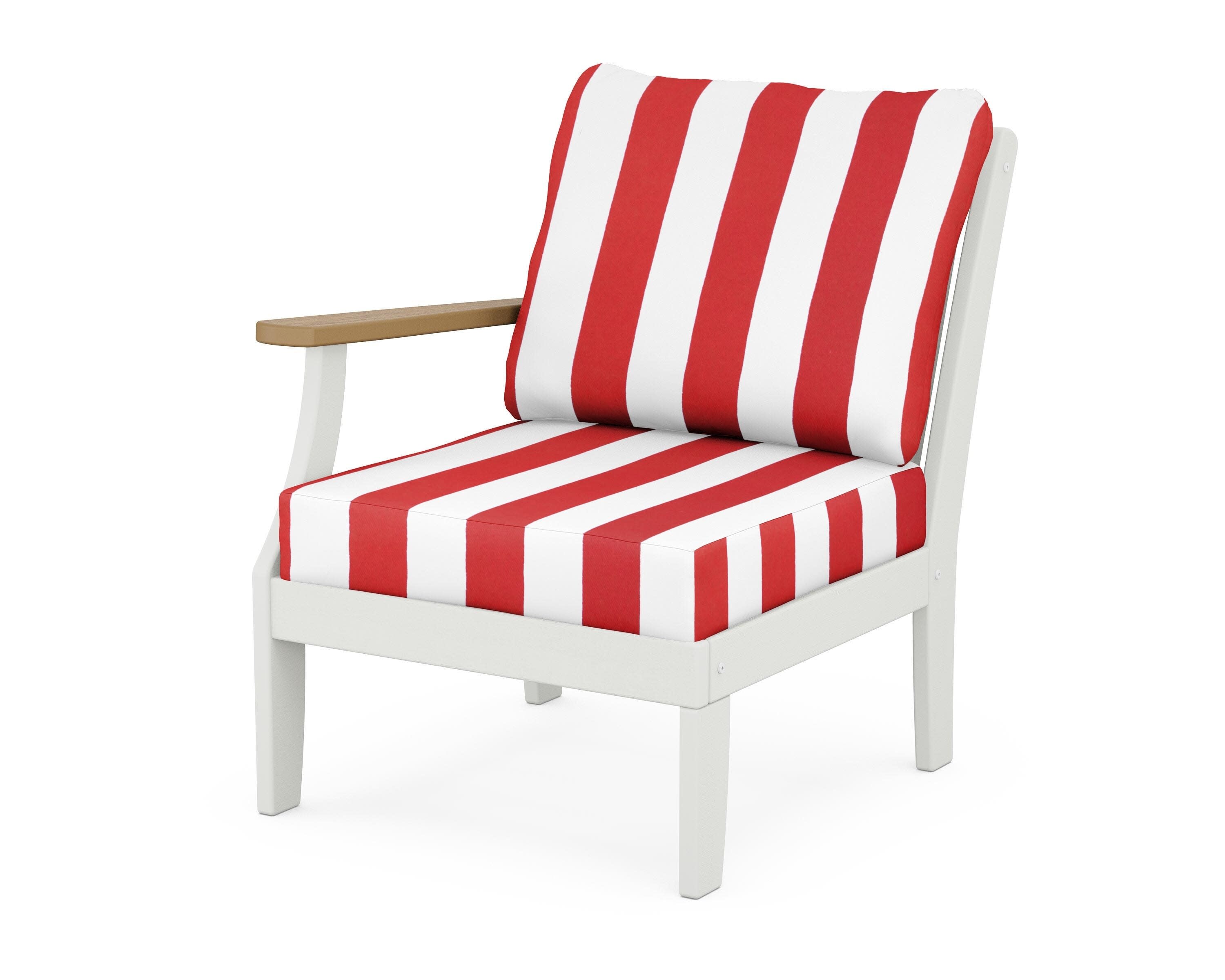 Braxton Modular Left Arm Chair in White / Natural / Cabana Stripe Crimson