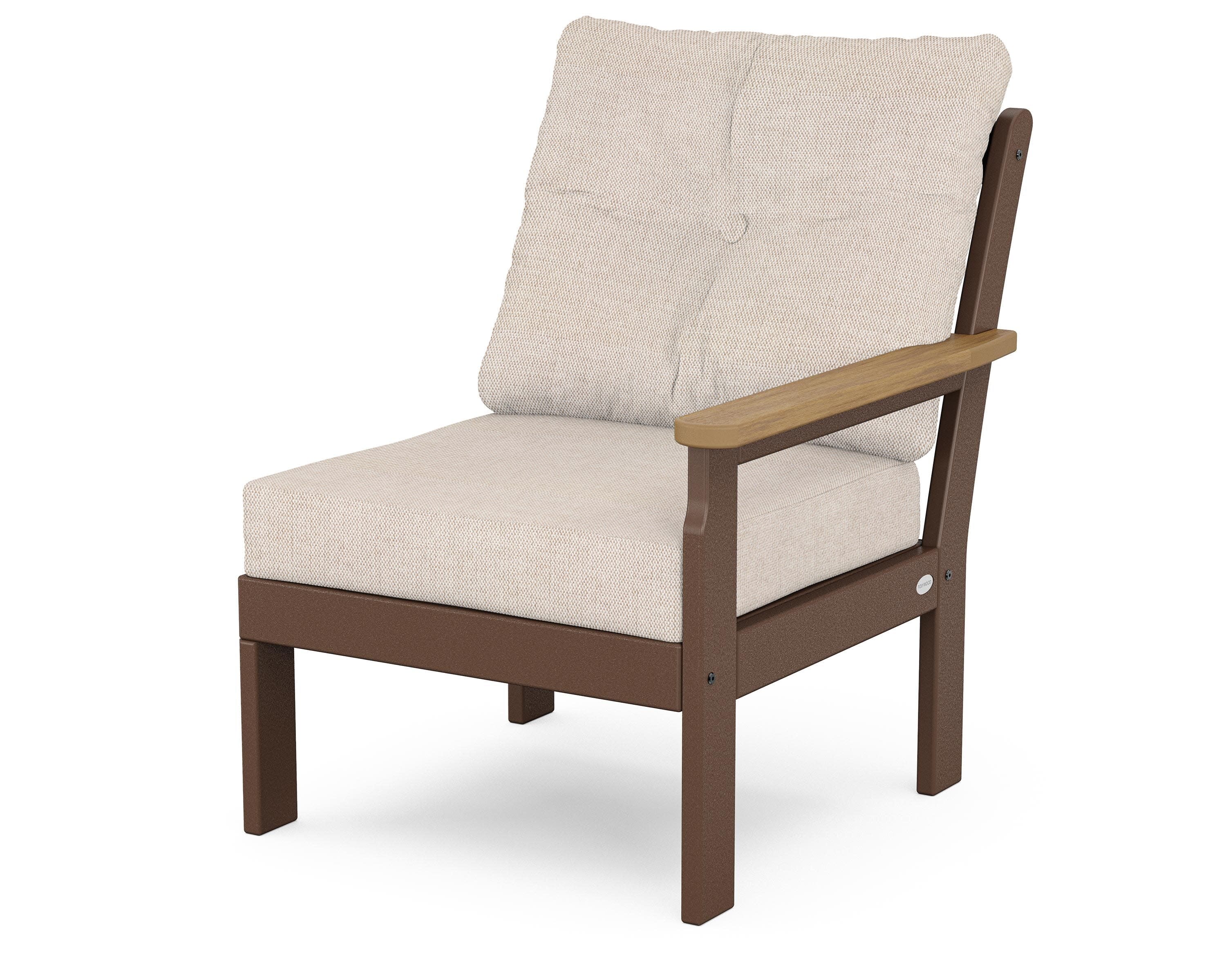 Vineyard Modular Right Arm Chair in Mahogany / Natural / Blend Linen