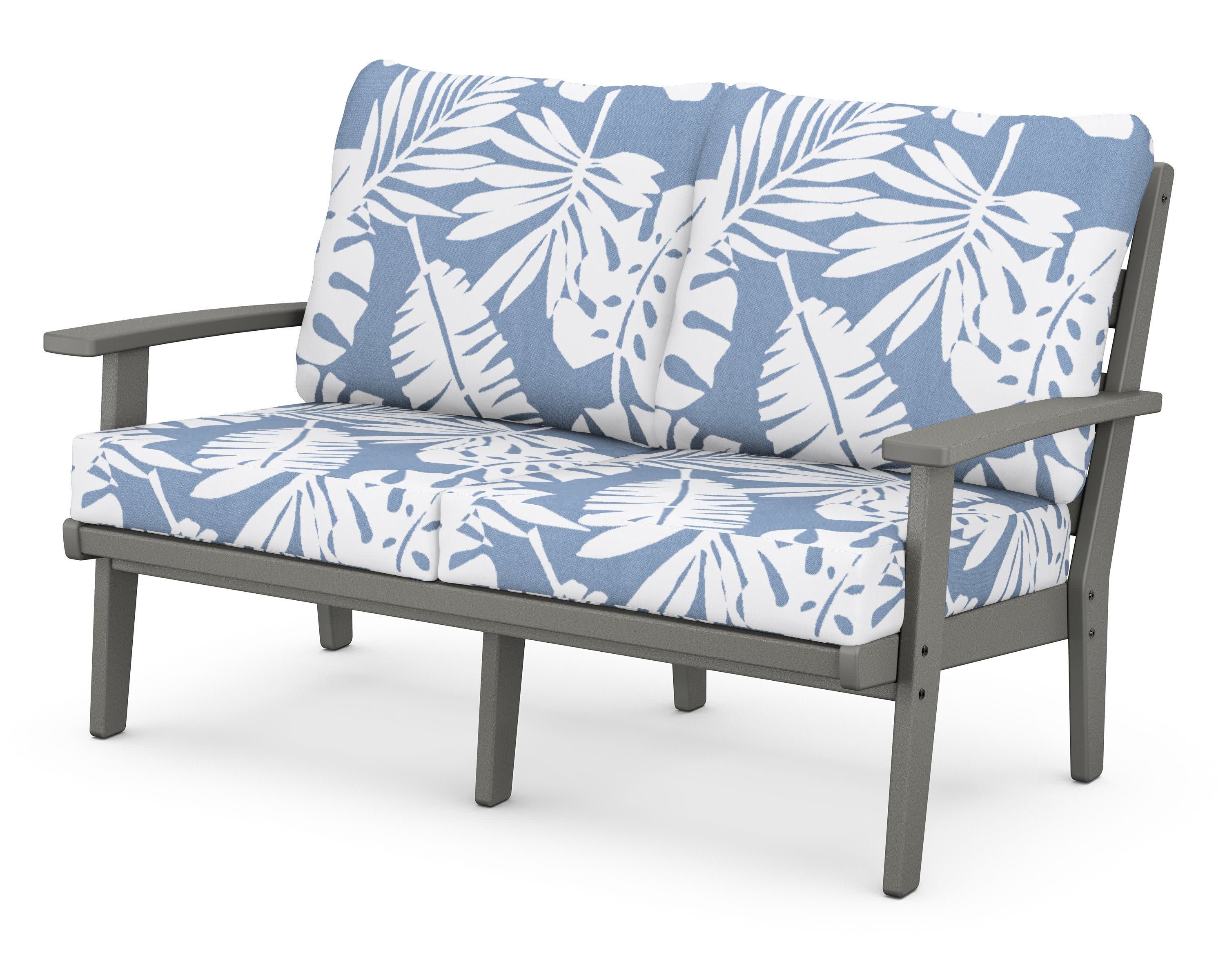 Grant Park Deep Seating Loveseat in Slate Grey / Leaf Sky Blue