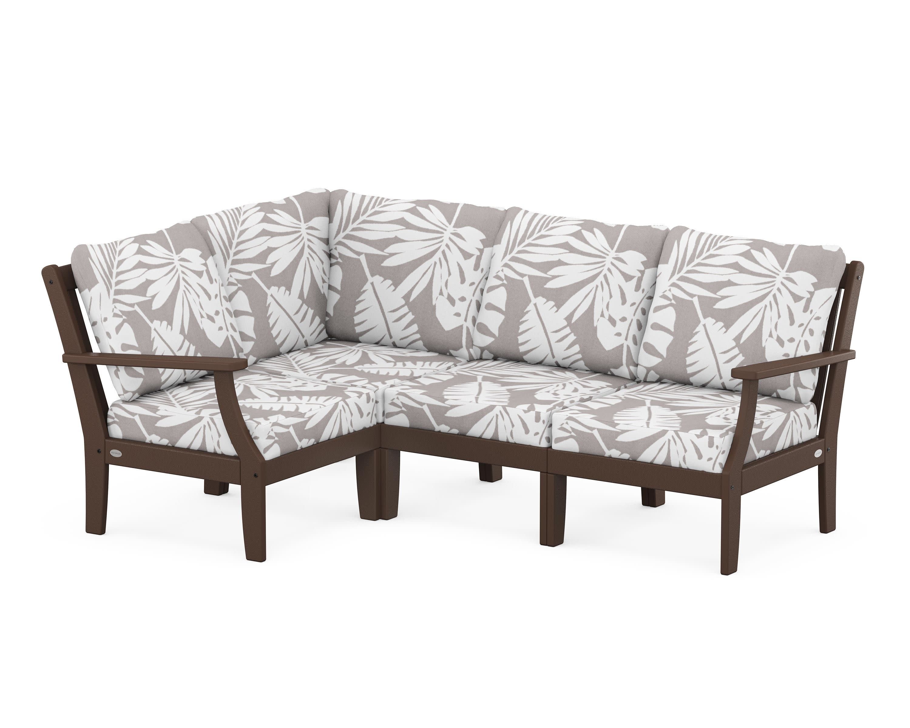 Braxton Modular 4-Piece Deep Seating Set in Mahogany / Leaf Grey Mist