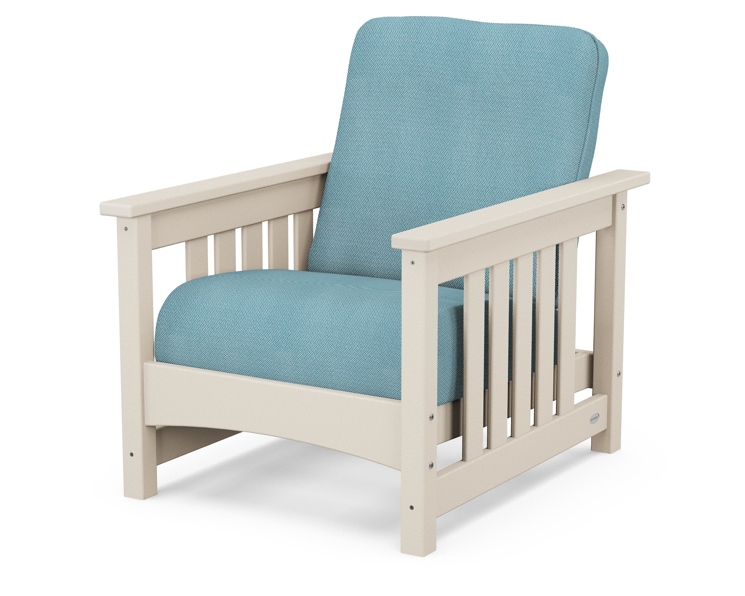 Club Mission Chair in Sand / Lattice Sky Blue