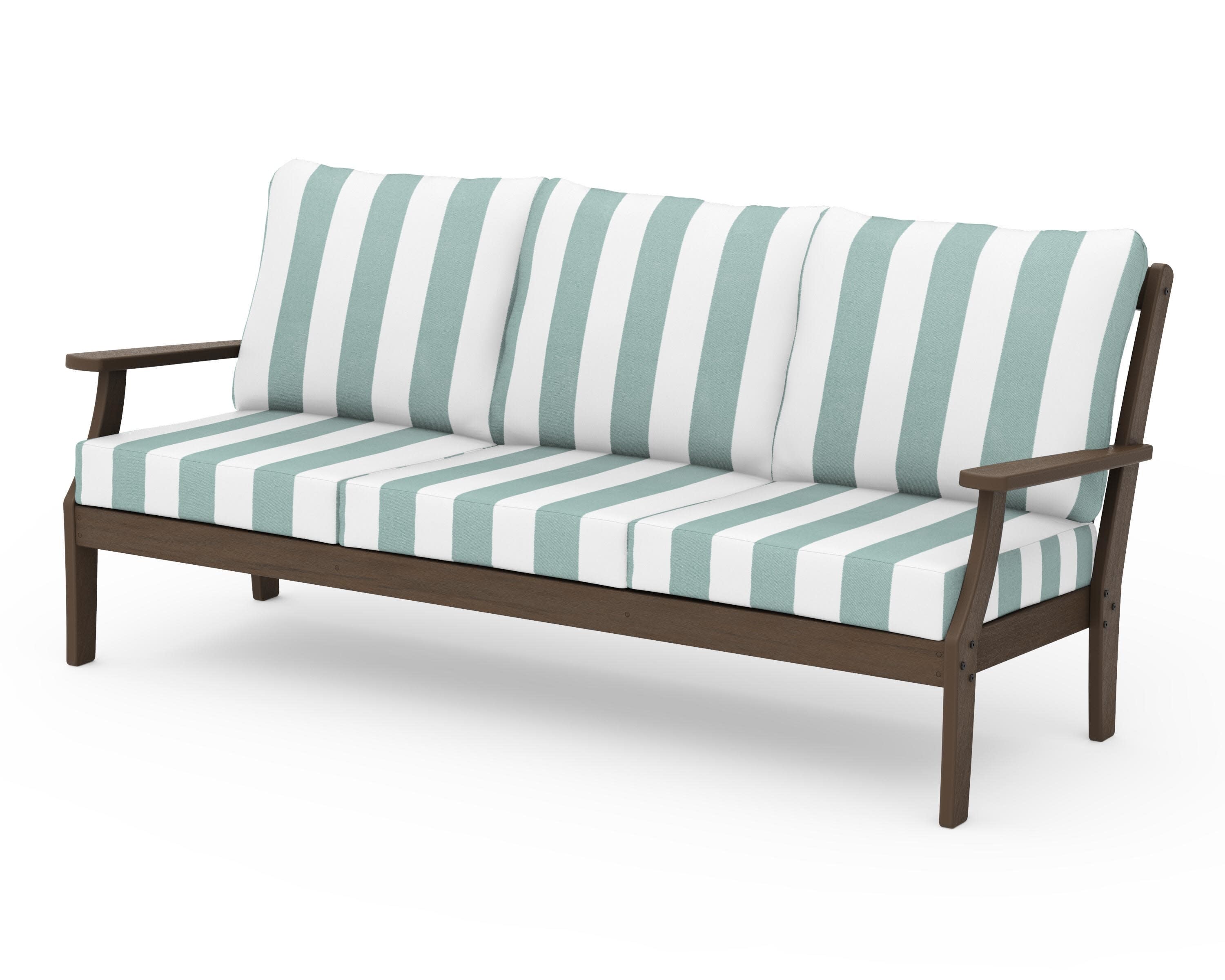 Braxton Deep Seating Sofa in Kona / Cabana Stripe Glacier Spa