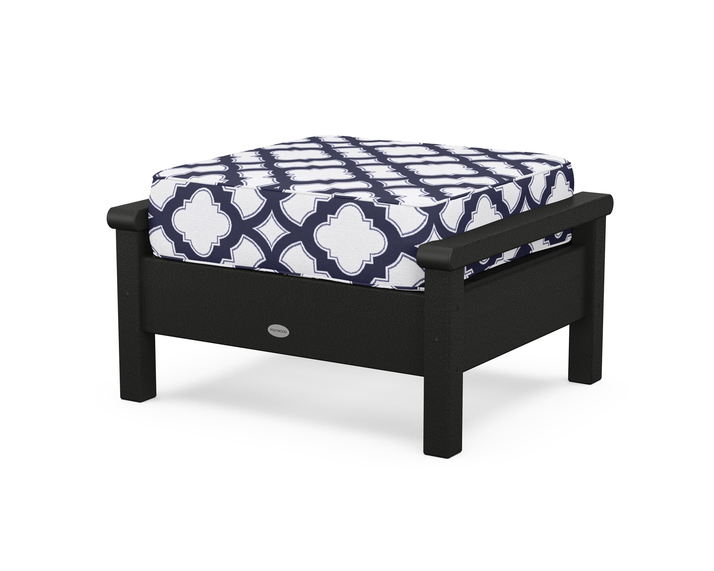 Harbour Deep Seating Ottoman in Black / Trellis Navy