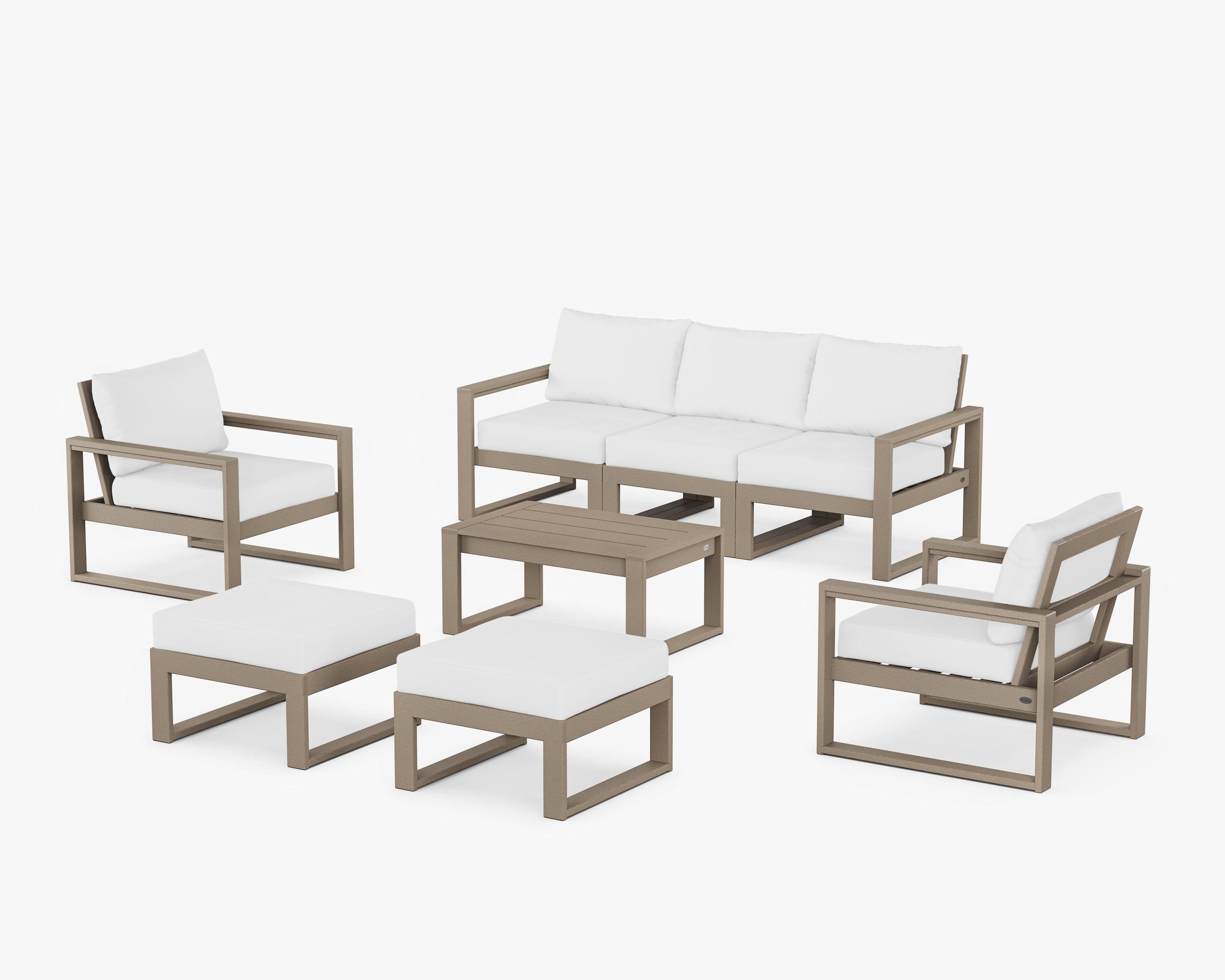 EDGE Sectional 8-Piece Lounge Sofa Set in Vintage Sahara / Natural