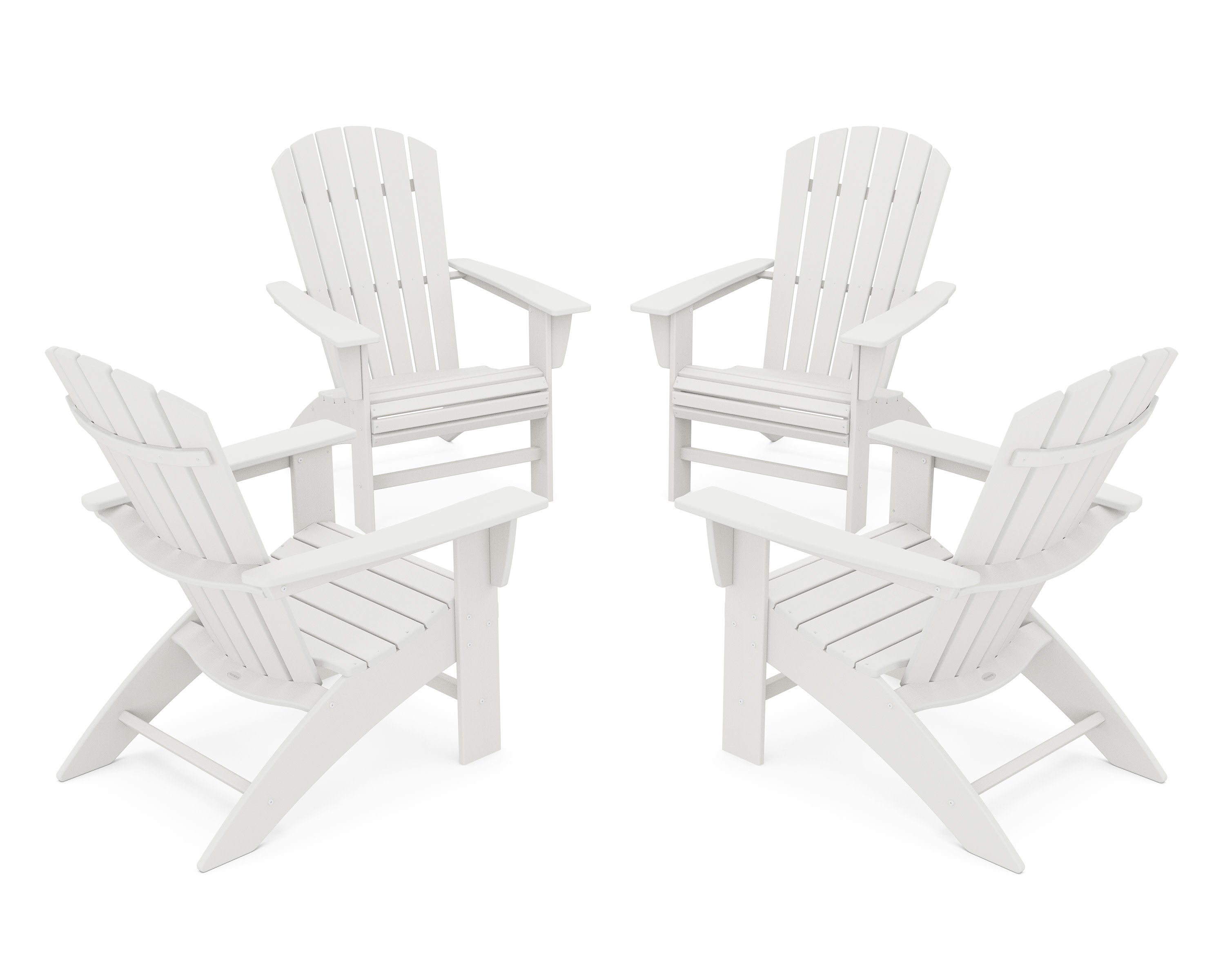4-Piece Nautical Curveback Adirondack Chair Conversation Set in Vintage White