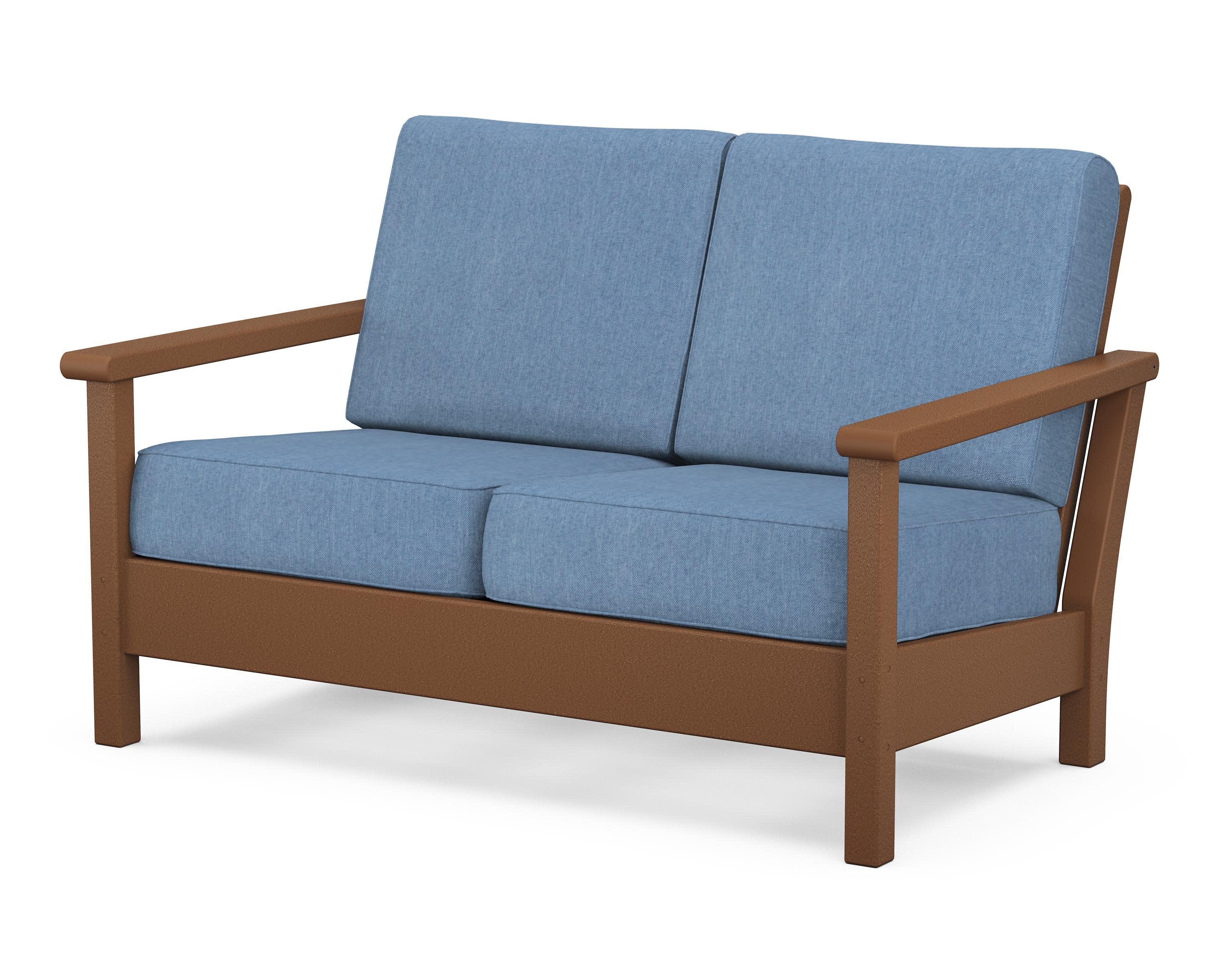 Harbour Deep Seating Loveseat in Teak / Sky Blue
