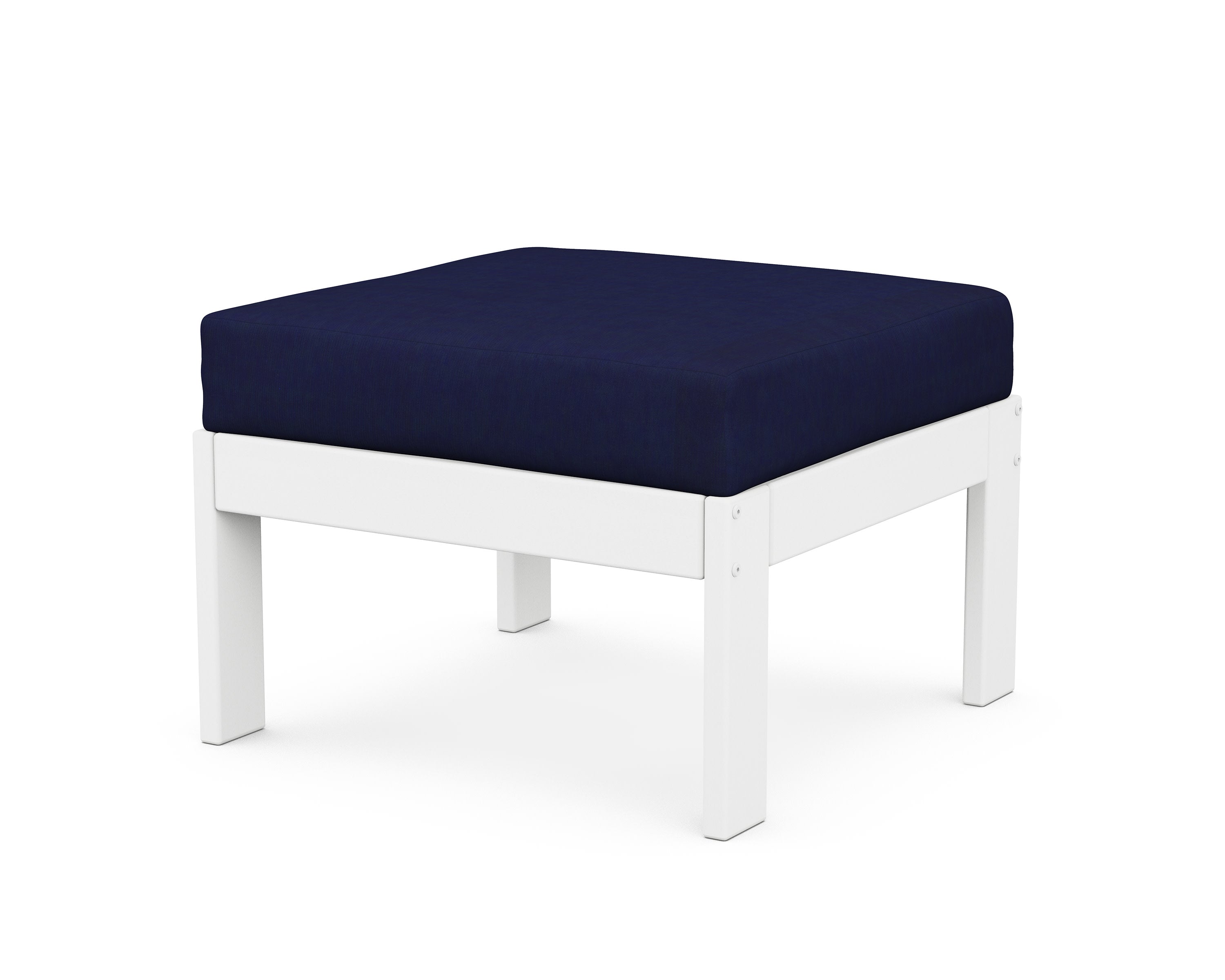 Vineyard Modular Ottoman in White / Navy