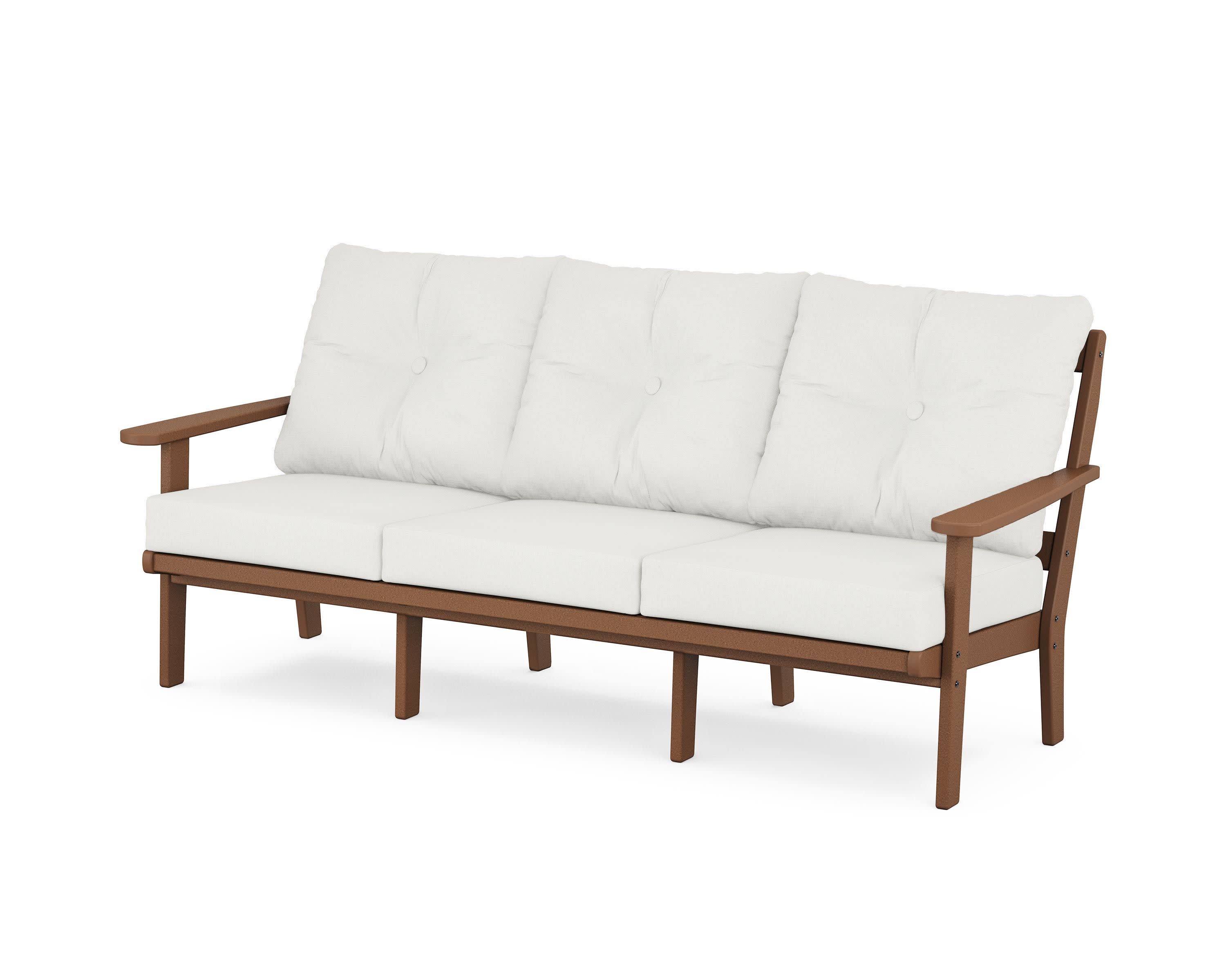 Mission Deep Seating Sofa in Teak / Natural Linen