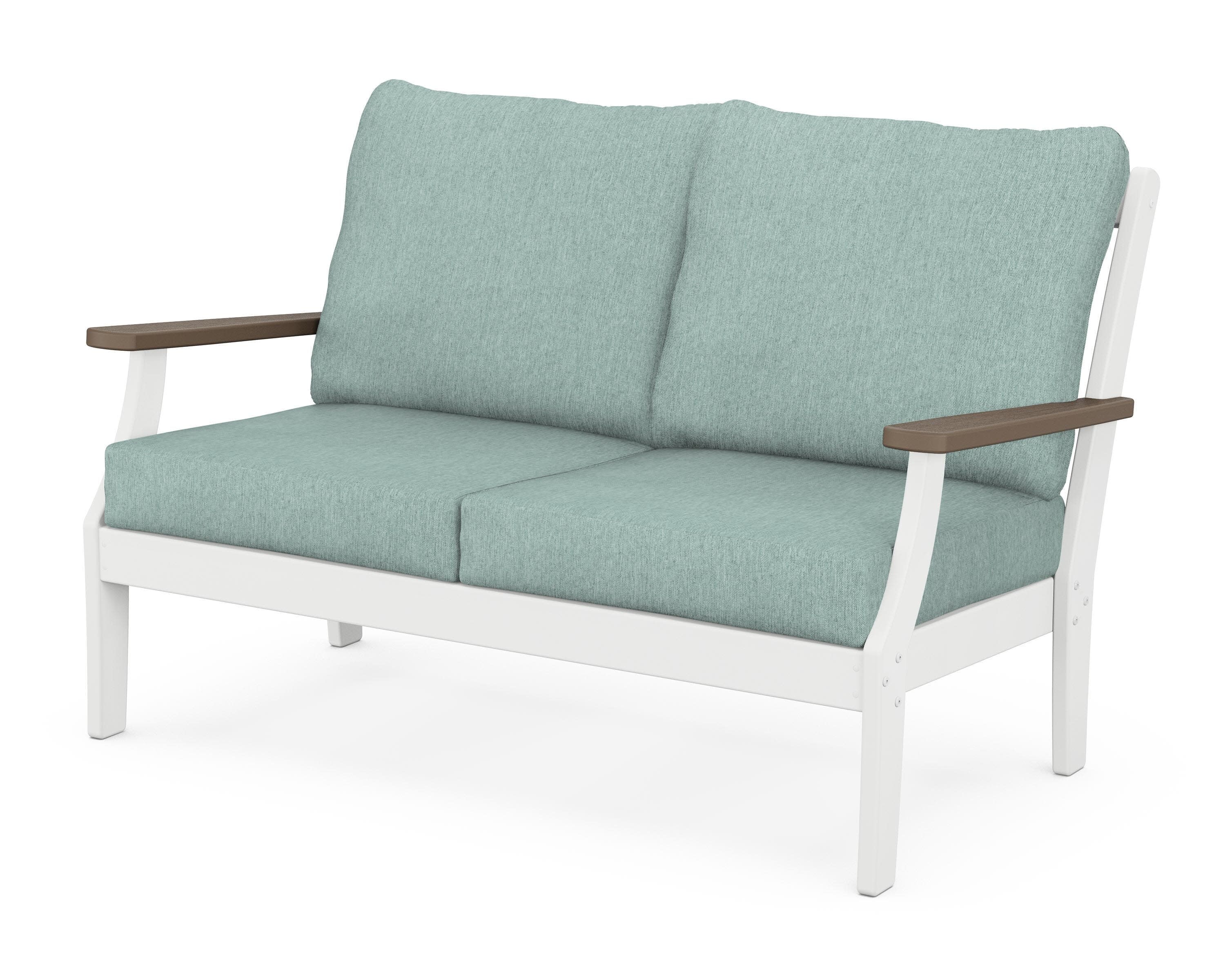 Braxton Deep Seating Loveseat in White / Kona / Glacier Spa