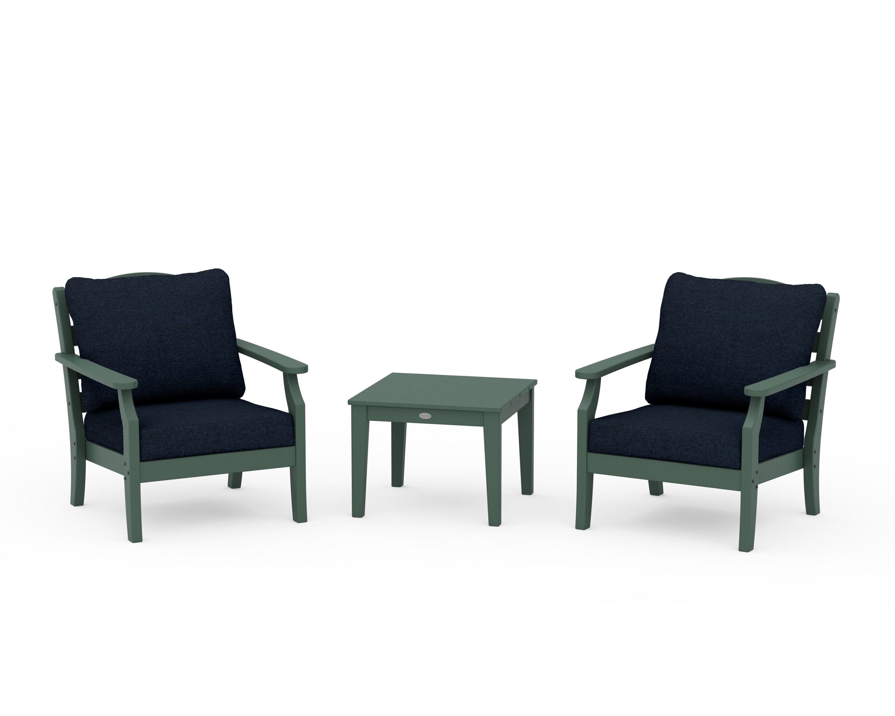Savannah 3-Piece Deep Seating Set in Green / Marine Indigo