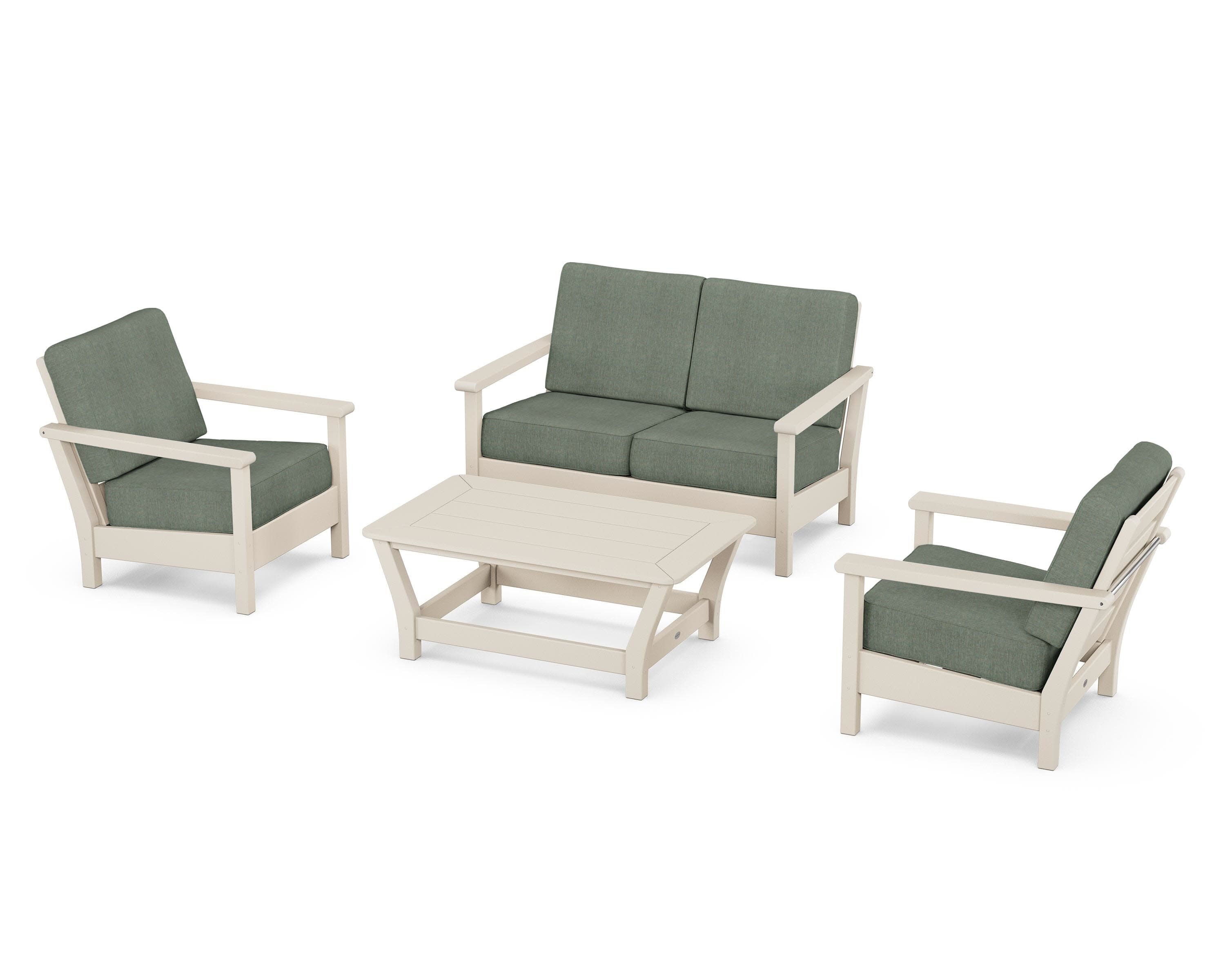 Harbour 4-Piece Deep Seating Set in Sand / Cast Sage