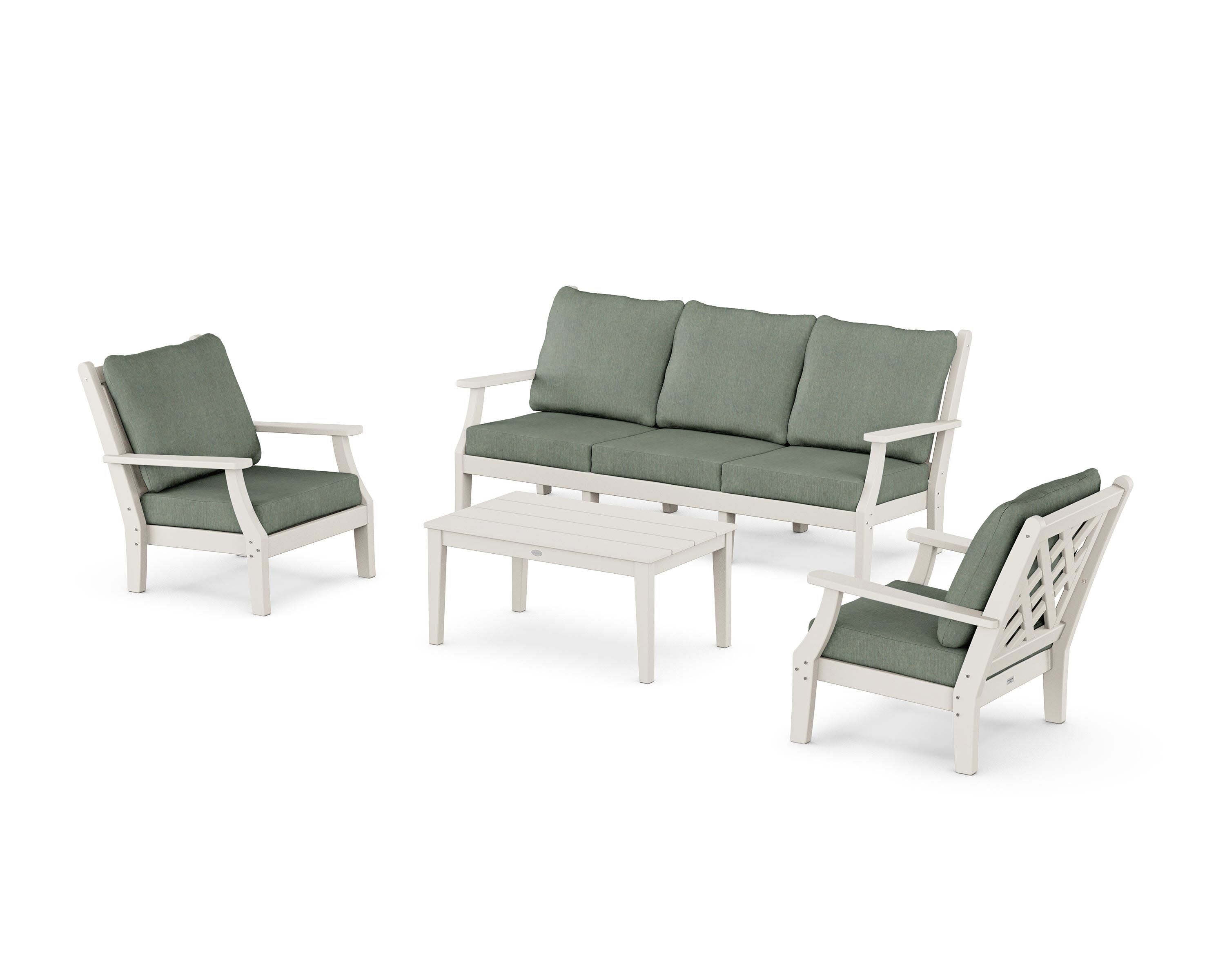 Wovendale 4-Piece Deep Seating Set with Sofa in Sand / Cast Sage