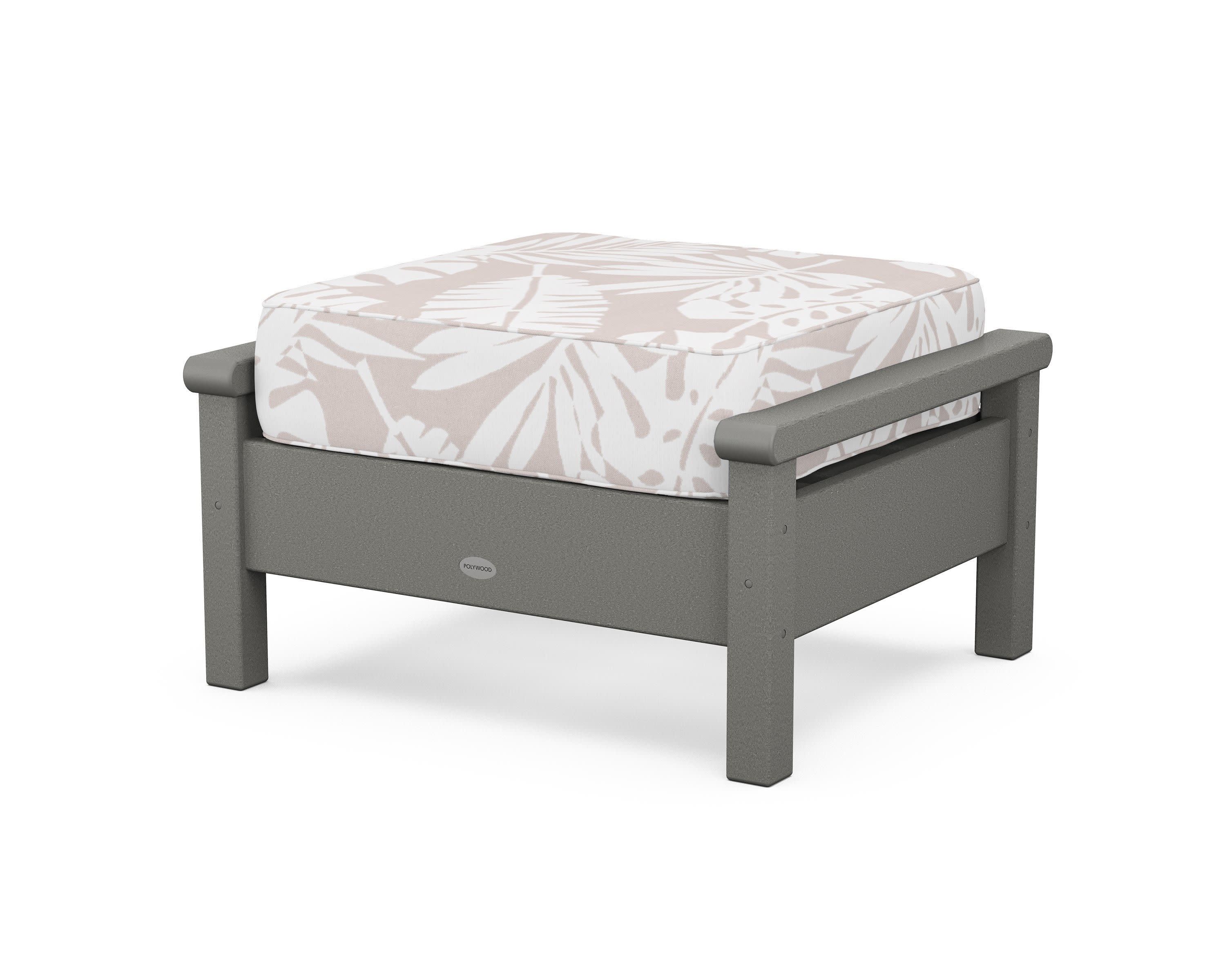Harbour Deep Seating Ottoman in Slate Grey / Leaf Dune Burlap