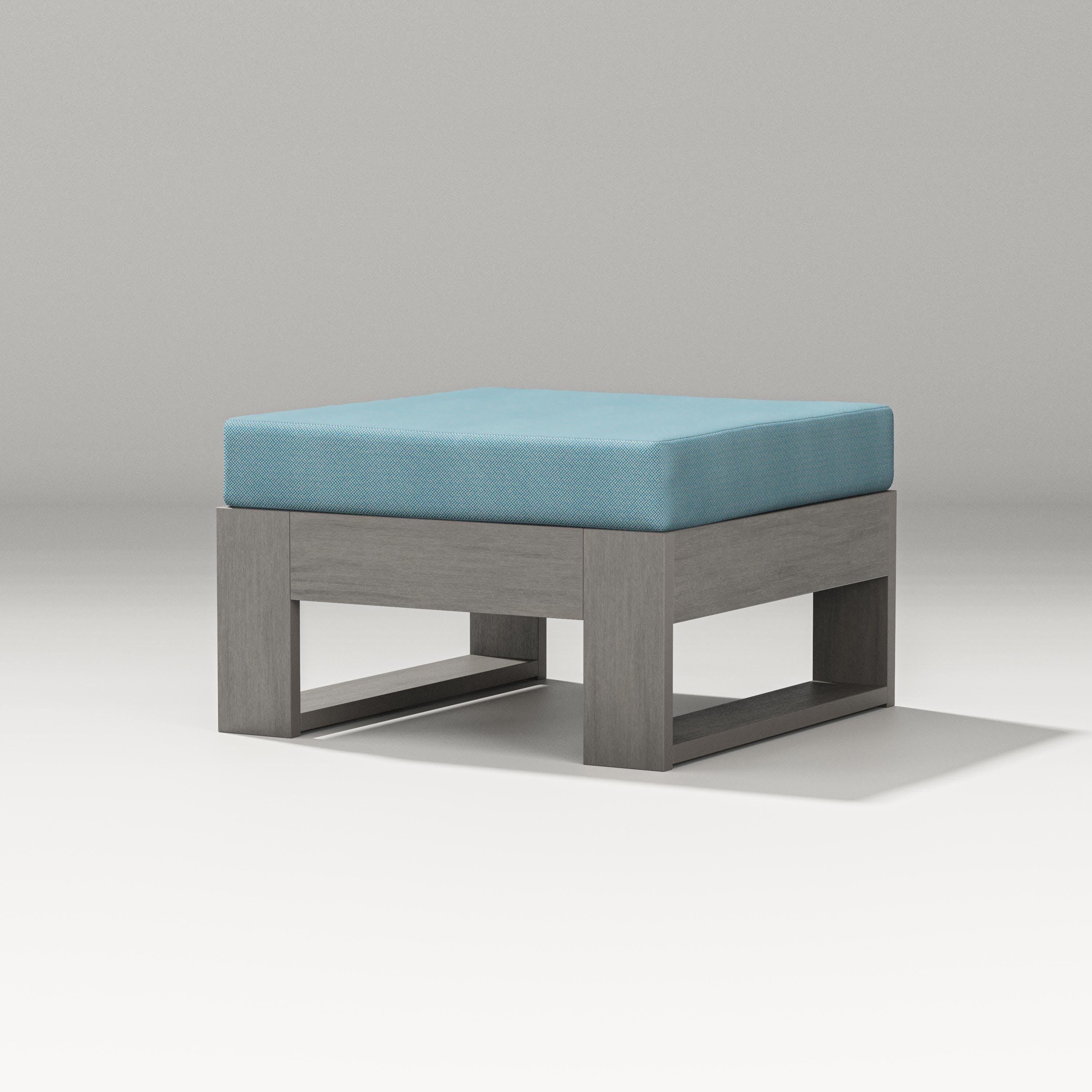 Latitude Lounge Ottoman in Driftwood / Lattice Sky Blue