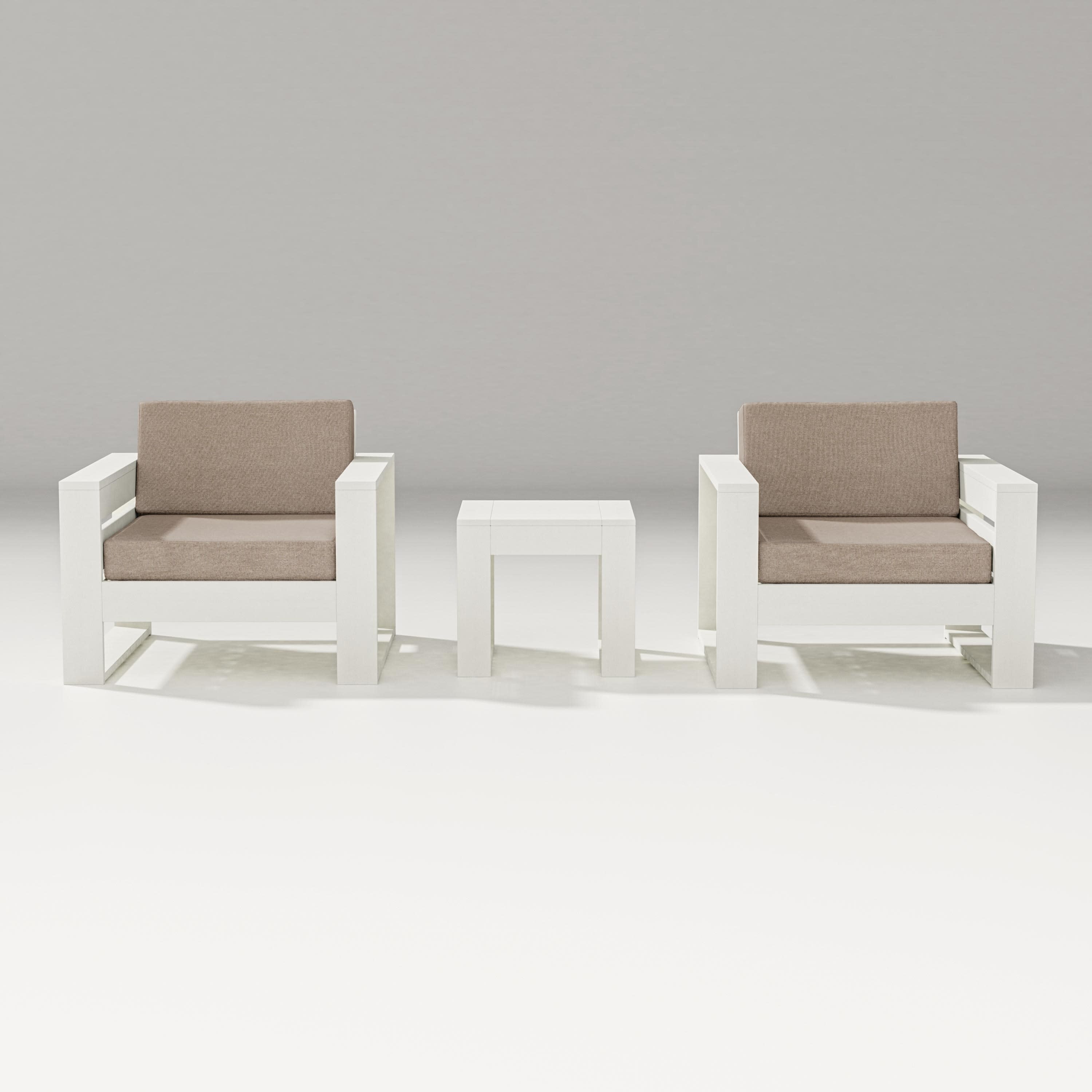Latitude 3-Piece Lounge Chair Set in Vintage White / Spiced Burlap