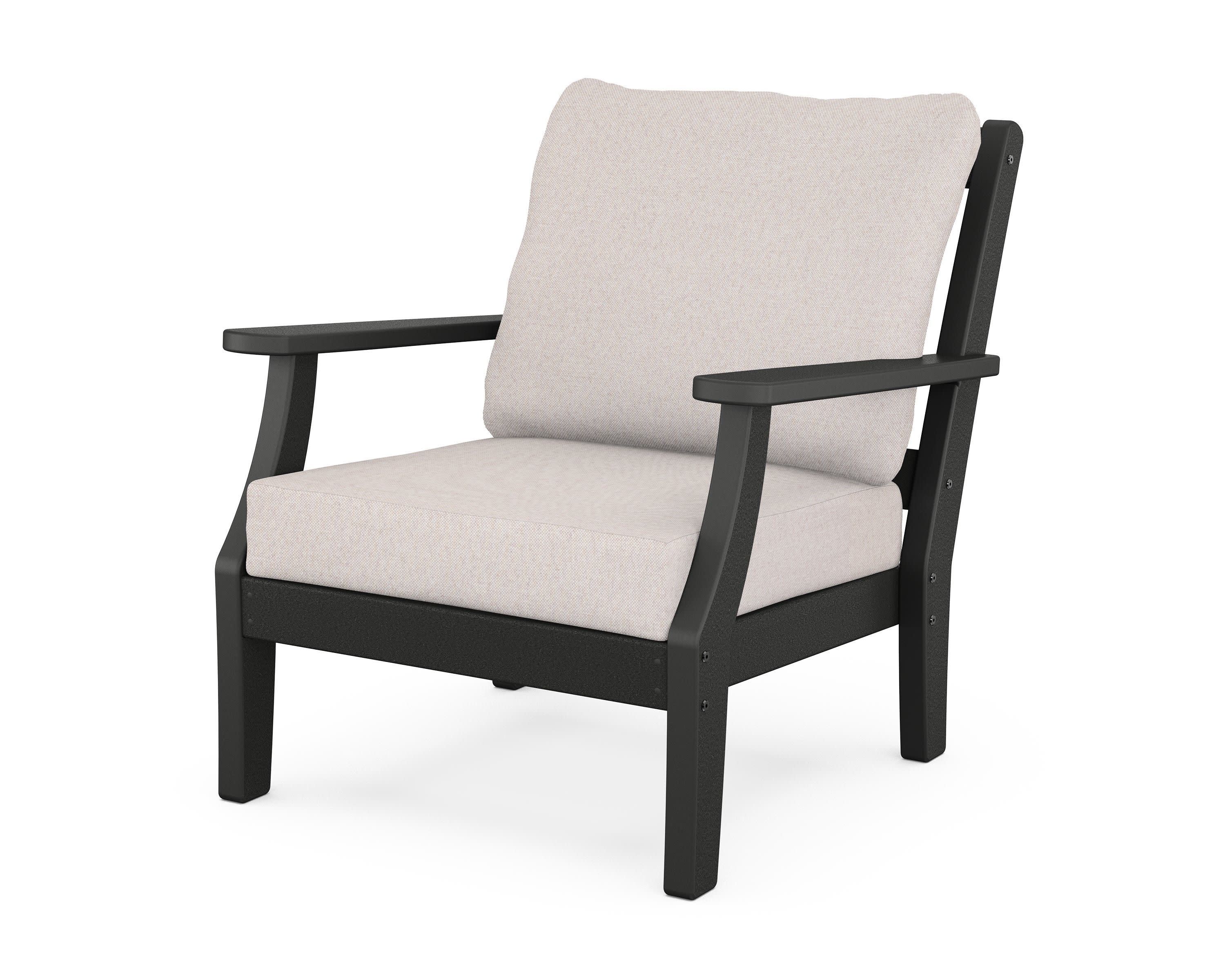 Chinoiserie Deep Seating Chair in Black / Dune Burlap