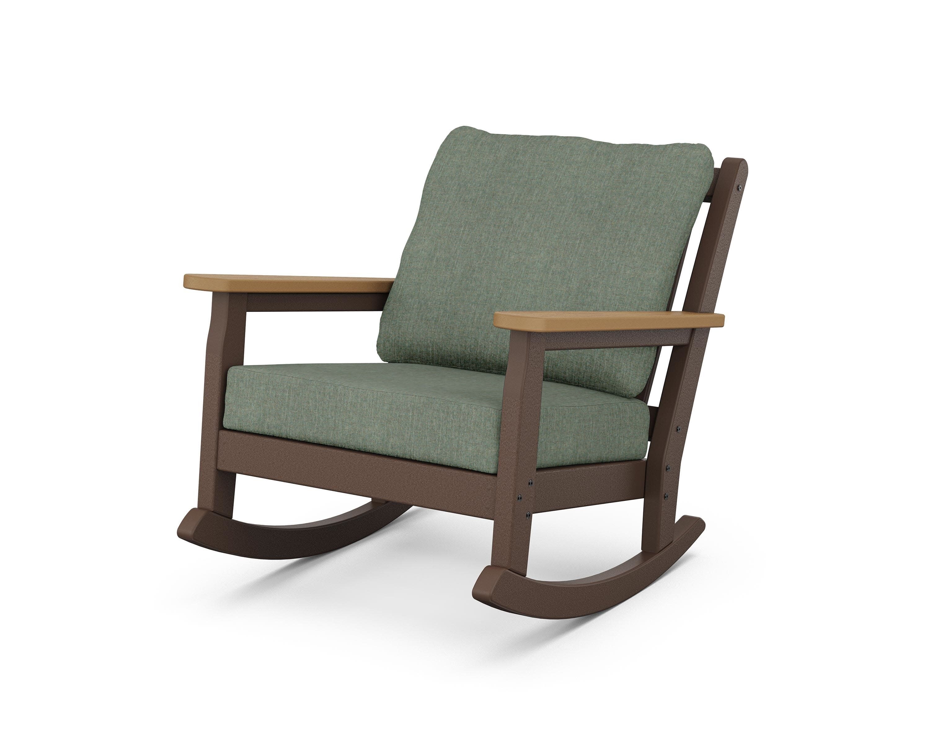 Chippendale Deep Seating Rocking Chair in Mahogany / Natural / Cast Sage