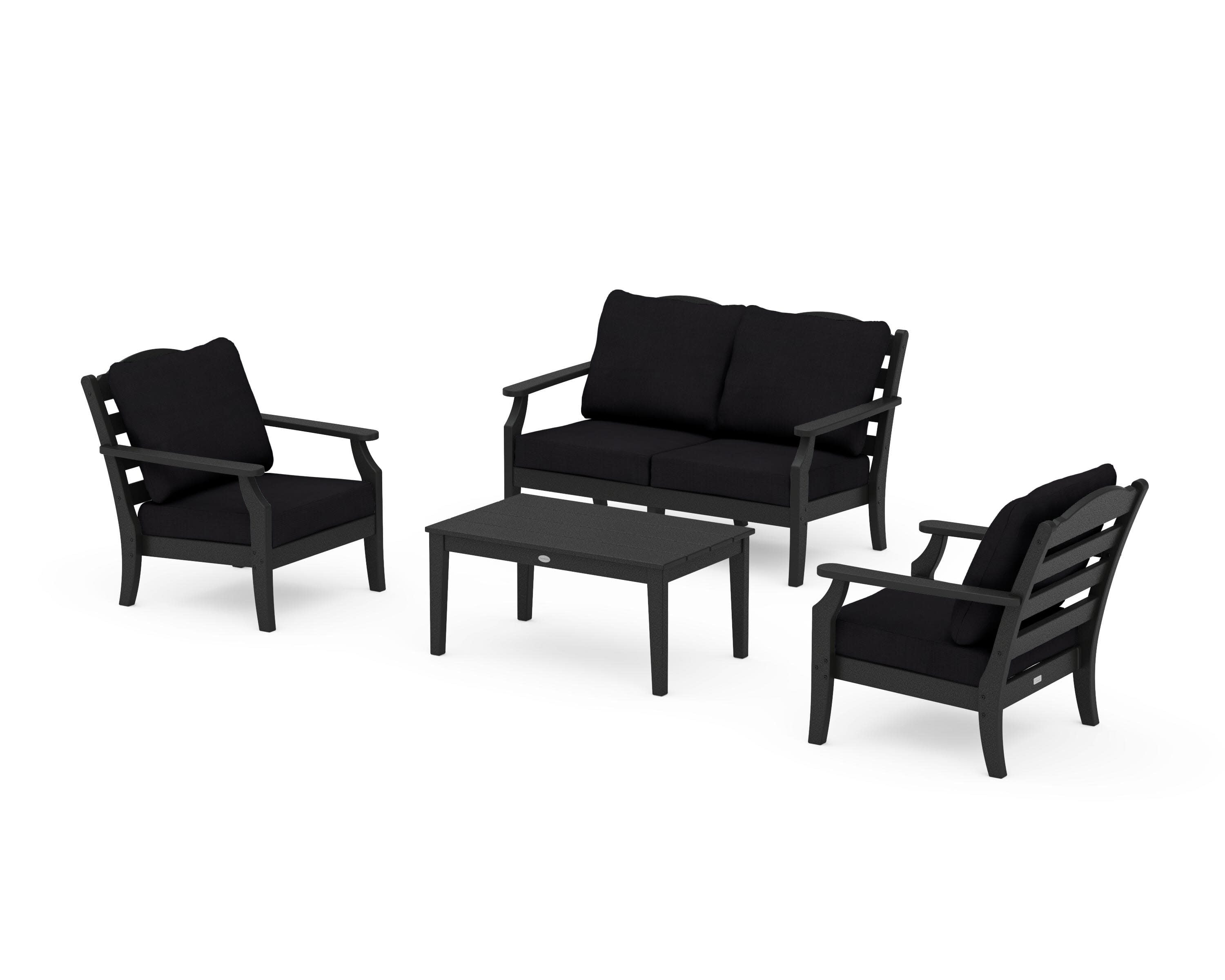 Savannah 4-Piece Deep Seating Set with Loveseat in Black / Midnight Linen