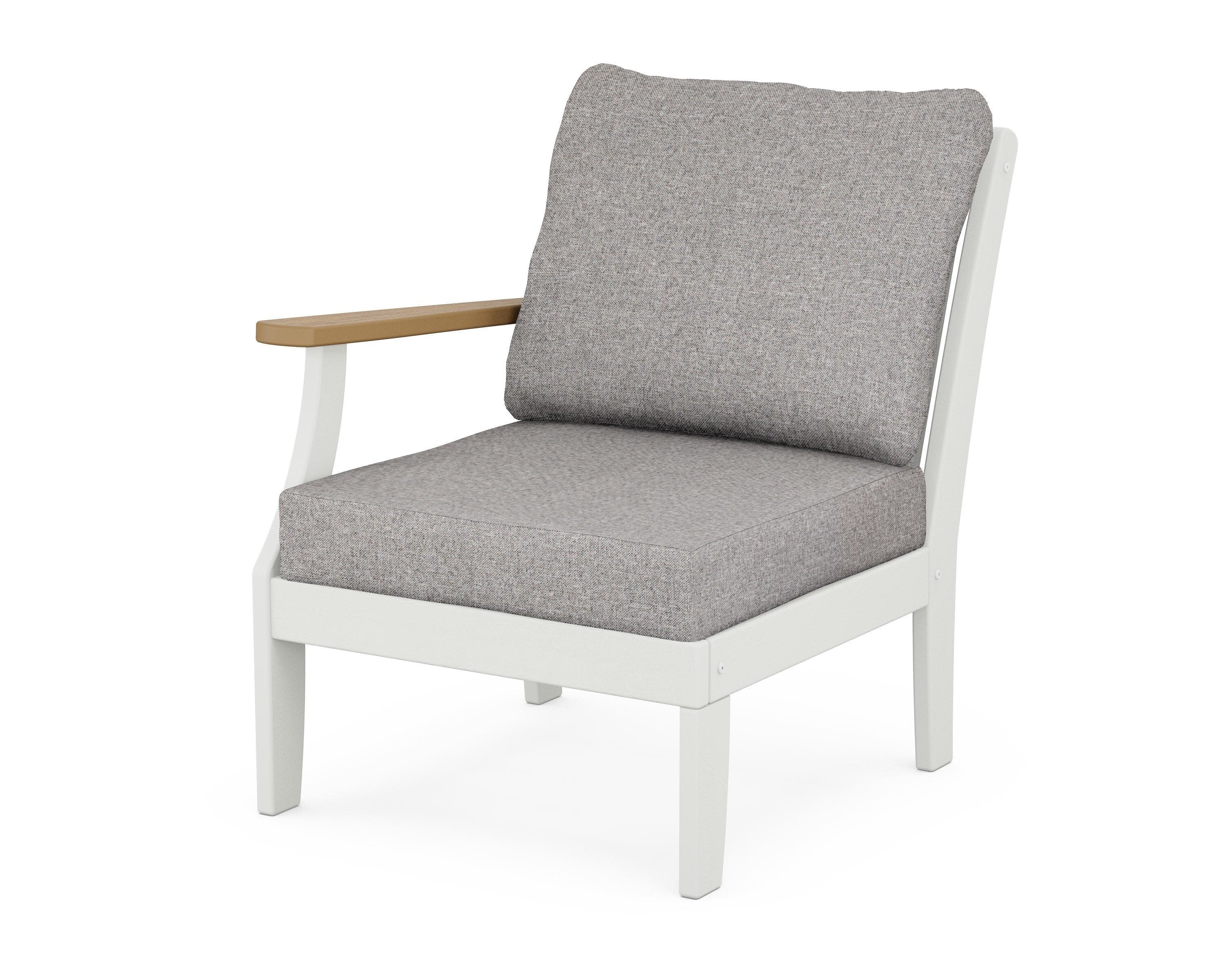 Braxton Modular Left Arm Chair in White / Natural / Grey Mist
