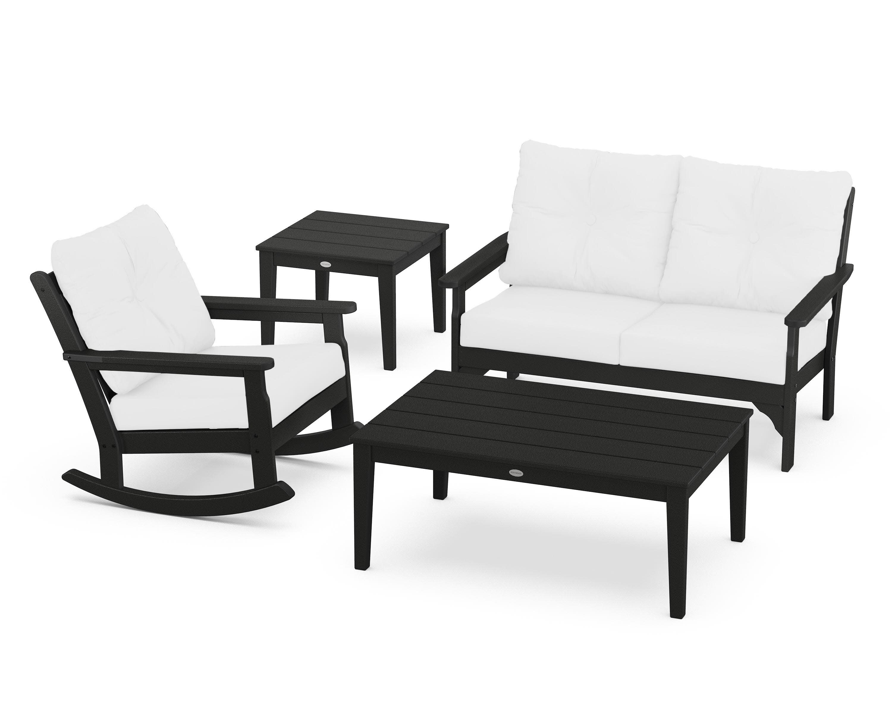 Vineyard 4-Piece Deep Seating Rocker Set in Black / Natural