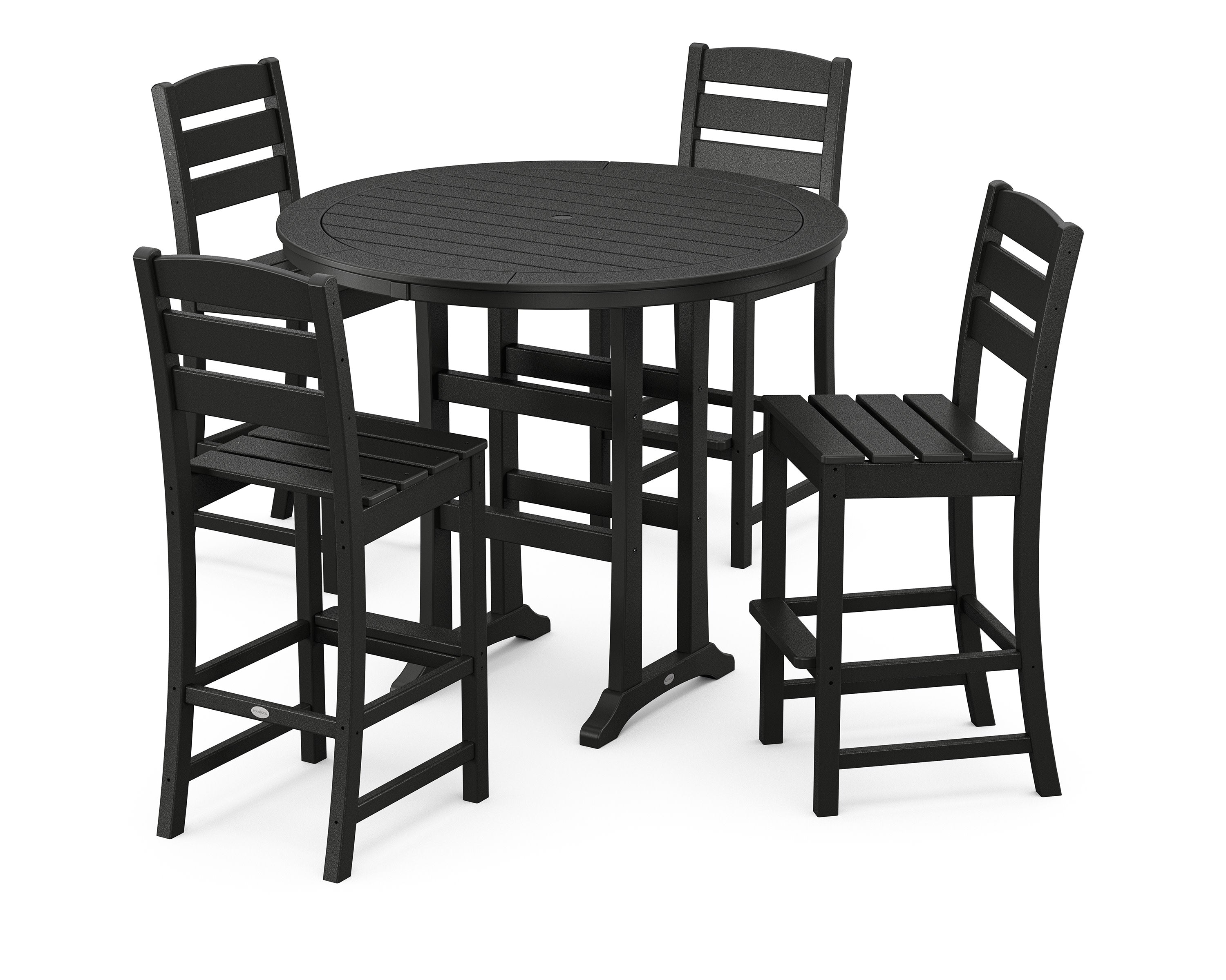 Lakeside 5-Piece Round Farmhouse Side Chair Bar Set in Black