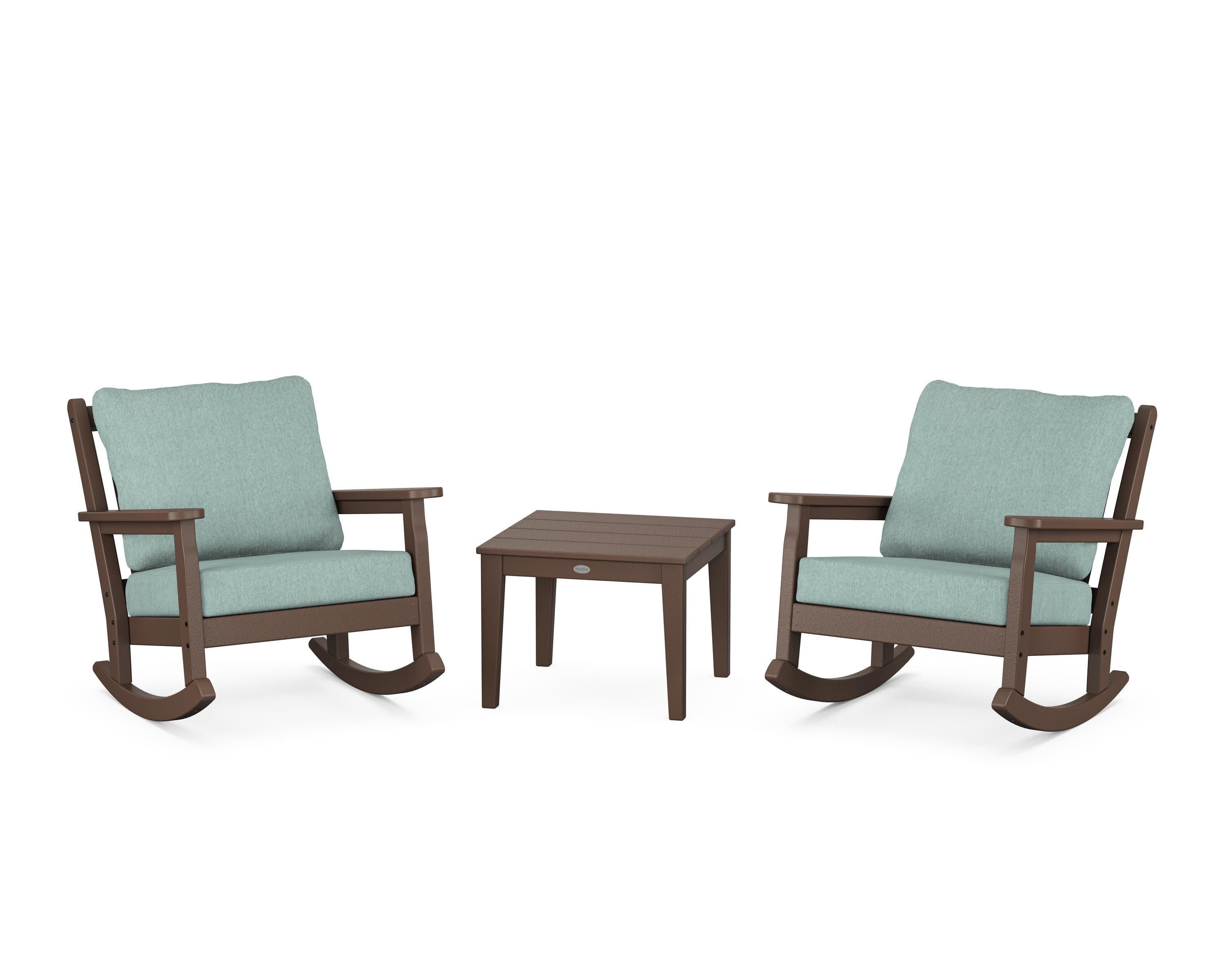 Chippendale 3-Piece Deep Seating Rocker Set in Mahogany / Glacier Spa