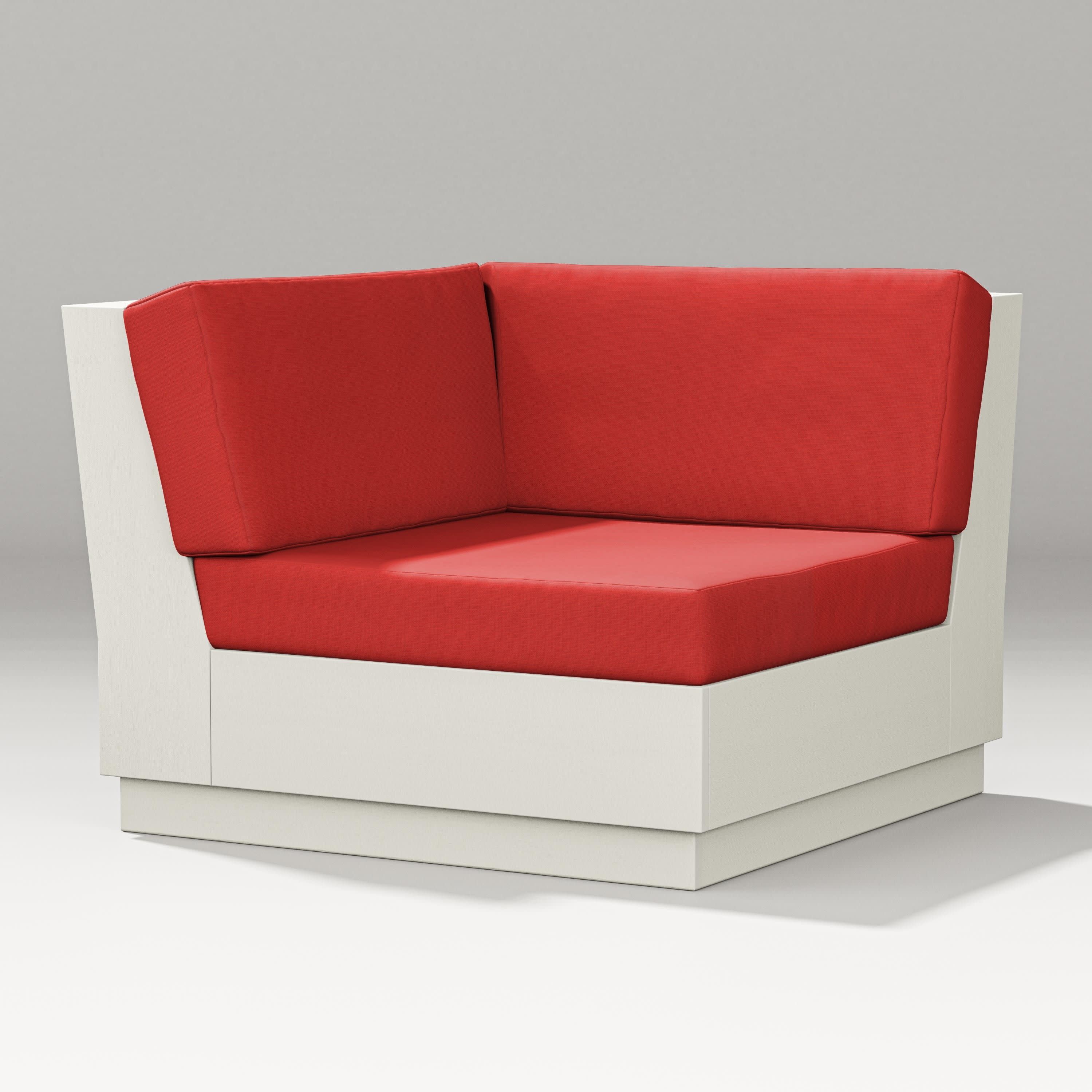 Elevate Modular Corner Chair in Vintage White / Crimson Linen