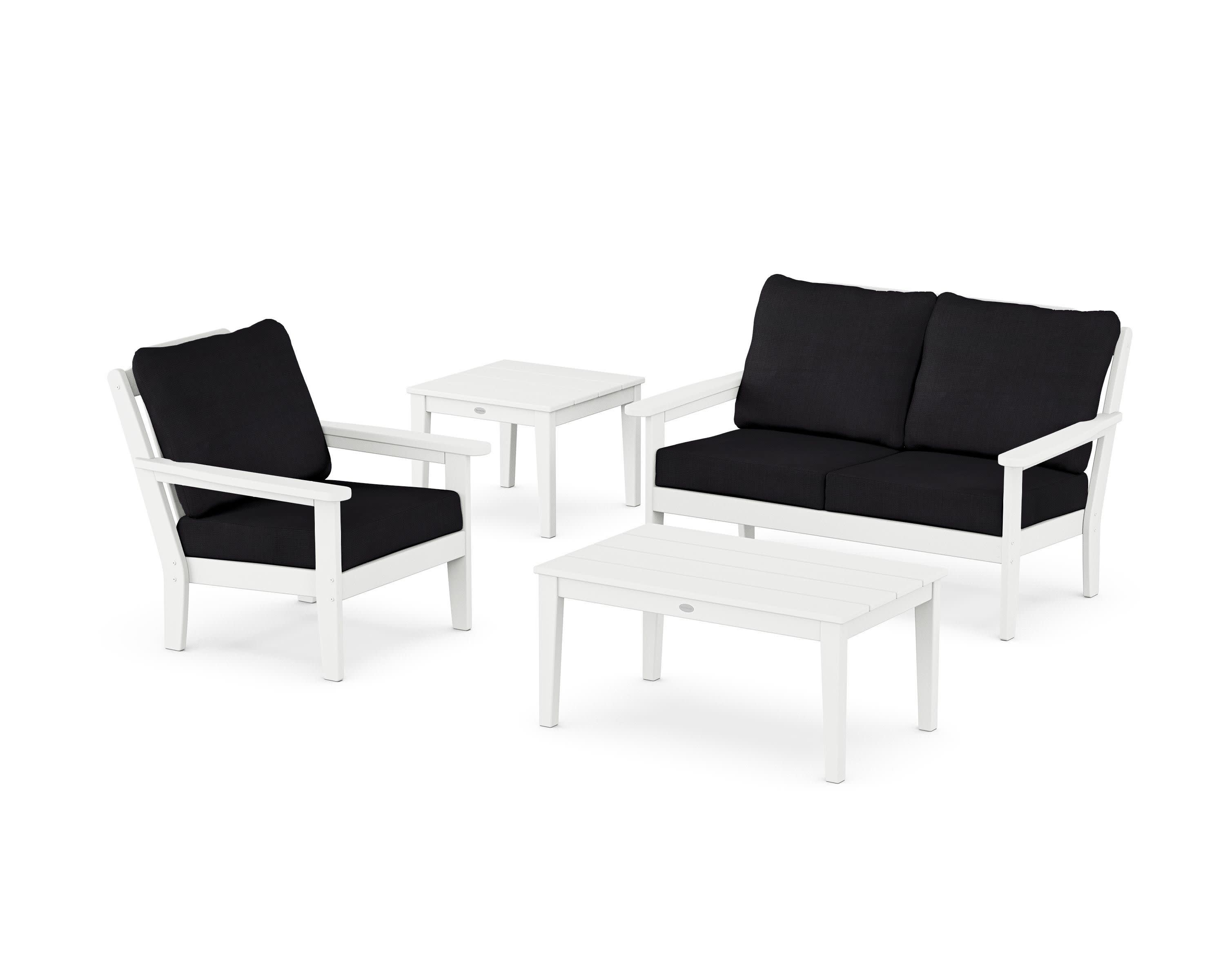 Wovendale 4-Piece Deep Seating Set in White / Midnight Linen