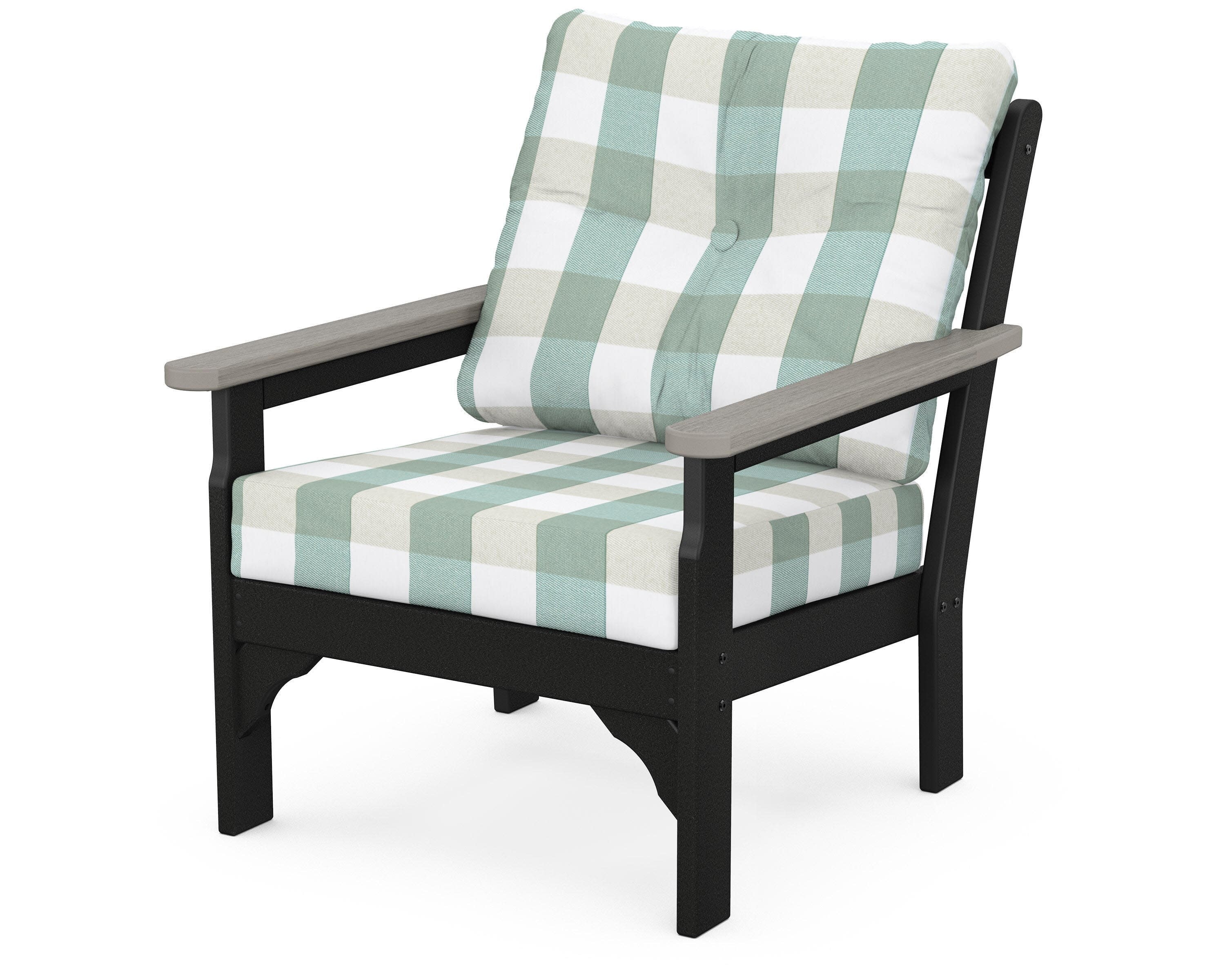 Vineyard Deep Seating Chair in Black / Driftwood / Buffalo Plaid Glacier Spa
