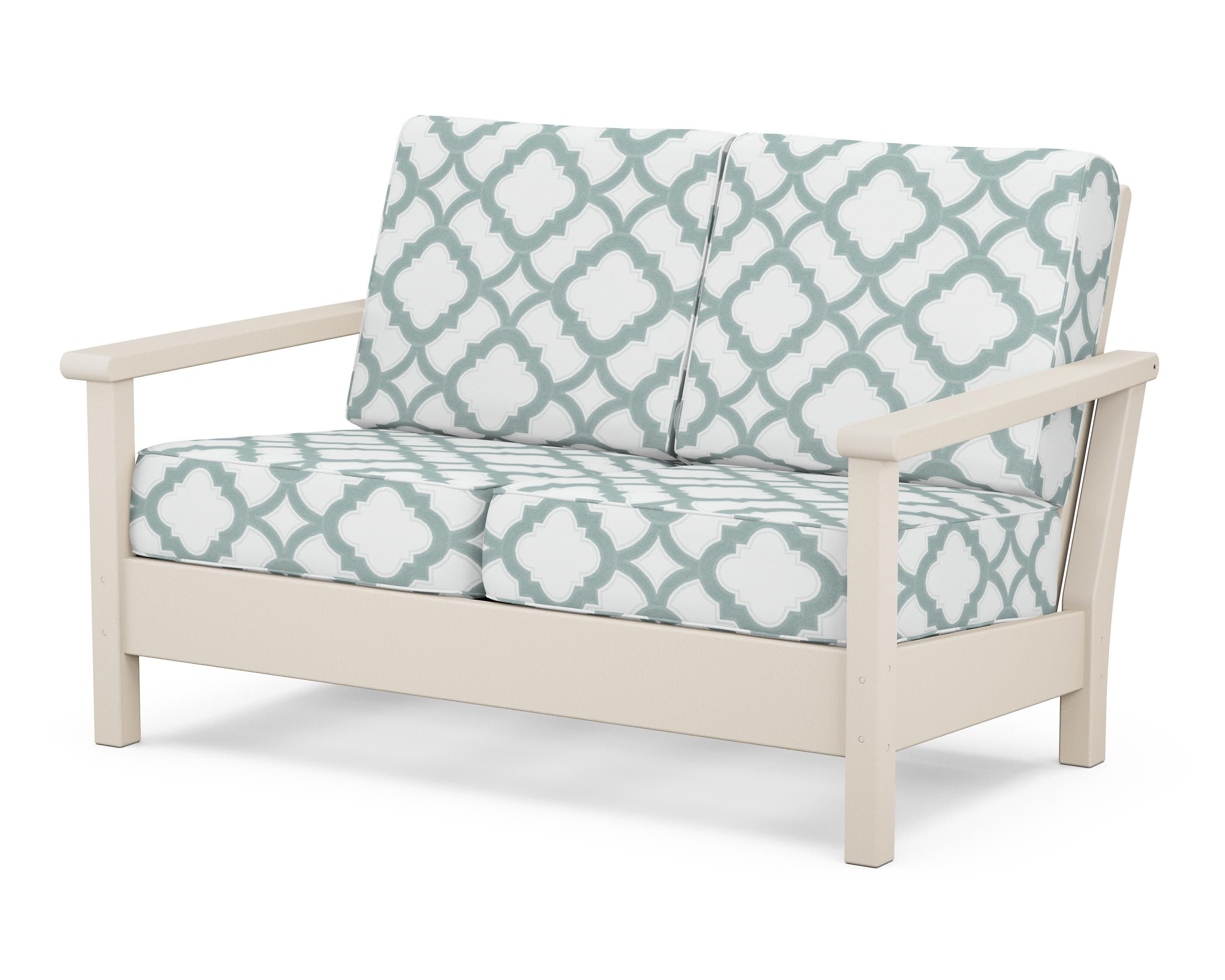 Harbour Deep Seating Loveseat in Sand / Trellis Glacier Spa