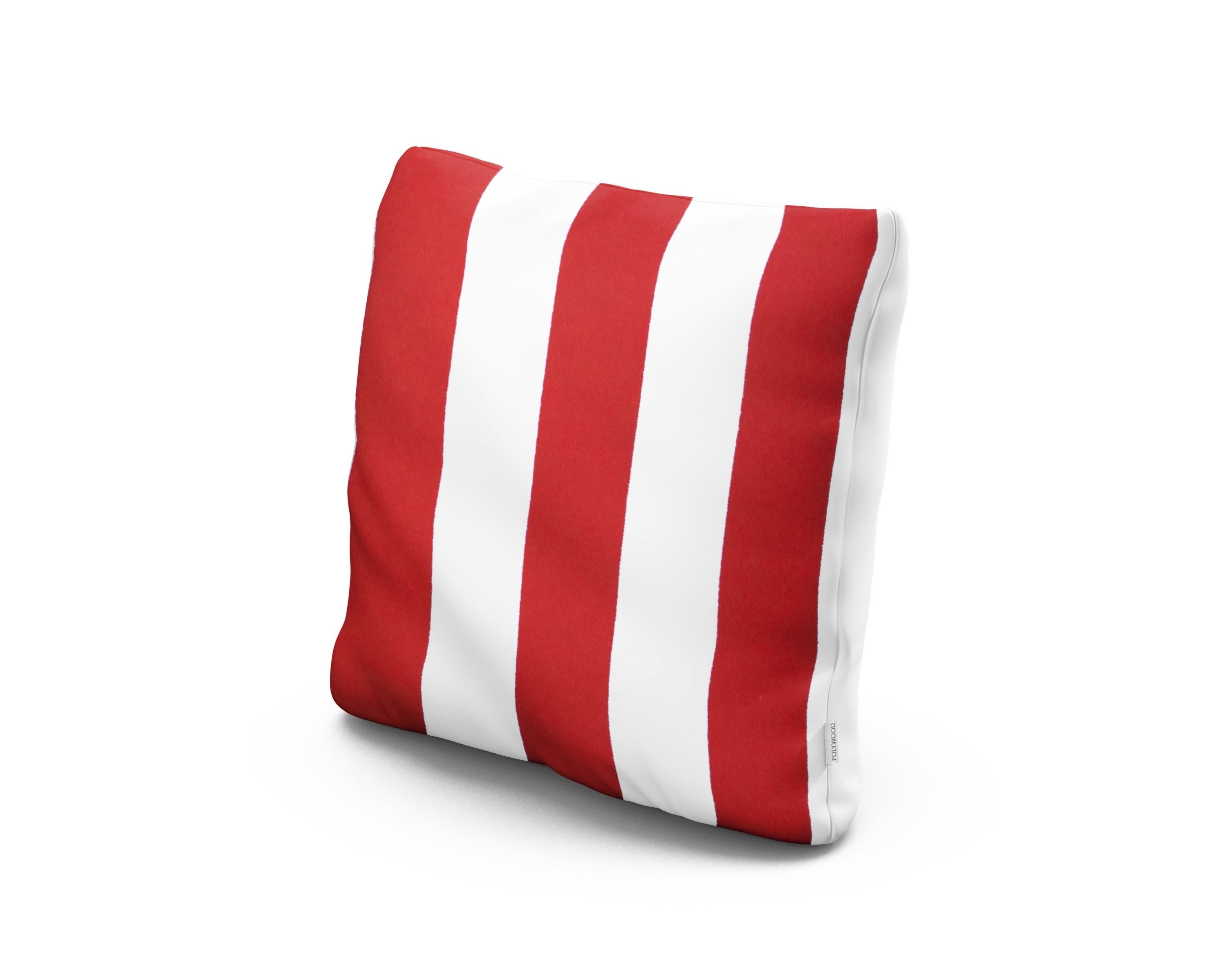 18" Outdoor Throw Pillow in Cabana Stripe Crimson