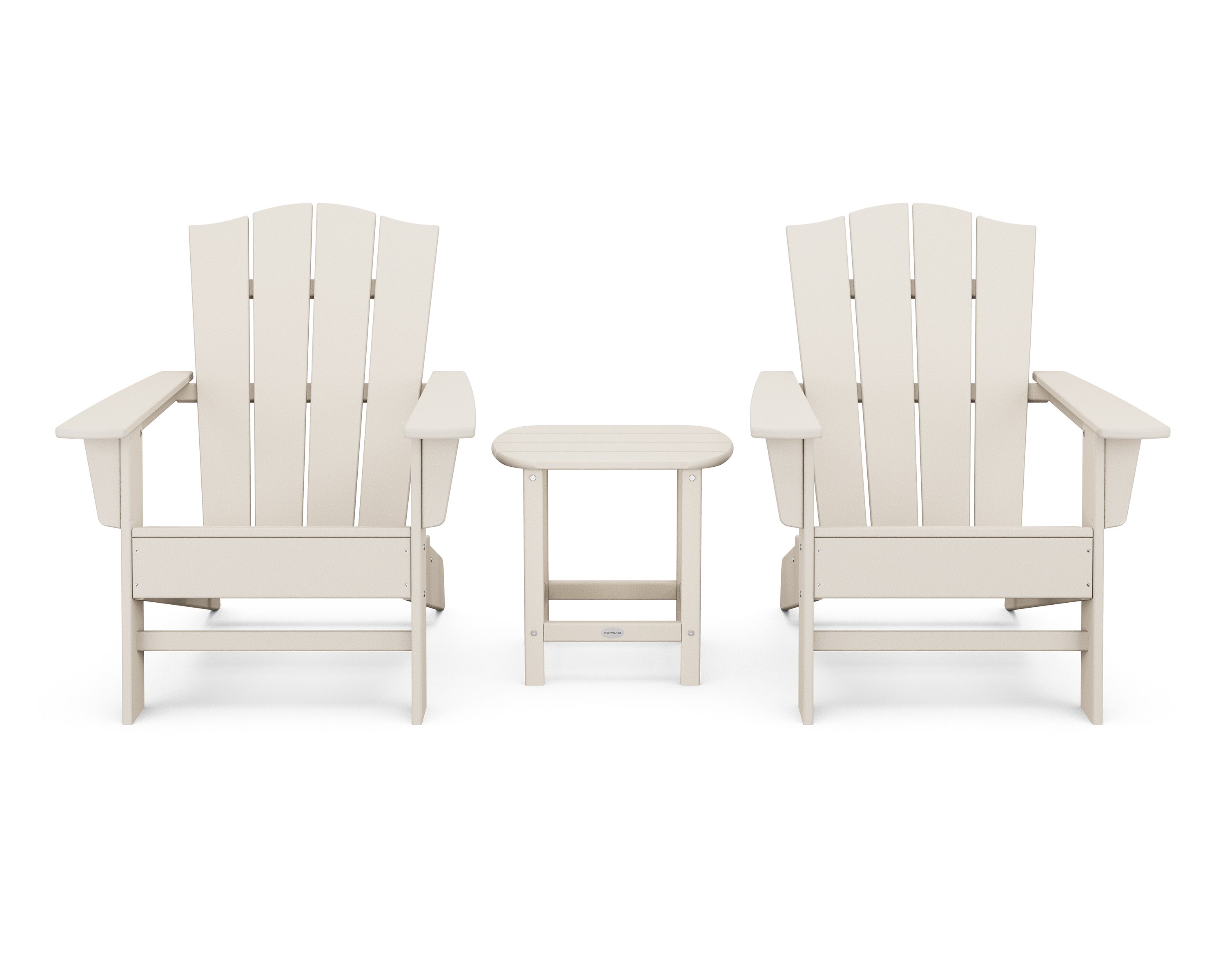 Wave 3-Piece Adirondack Chair Set with The Crest Chairs in Sand