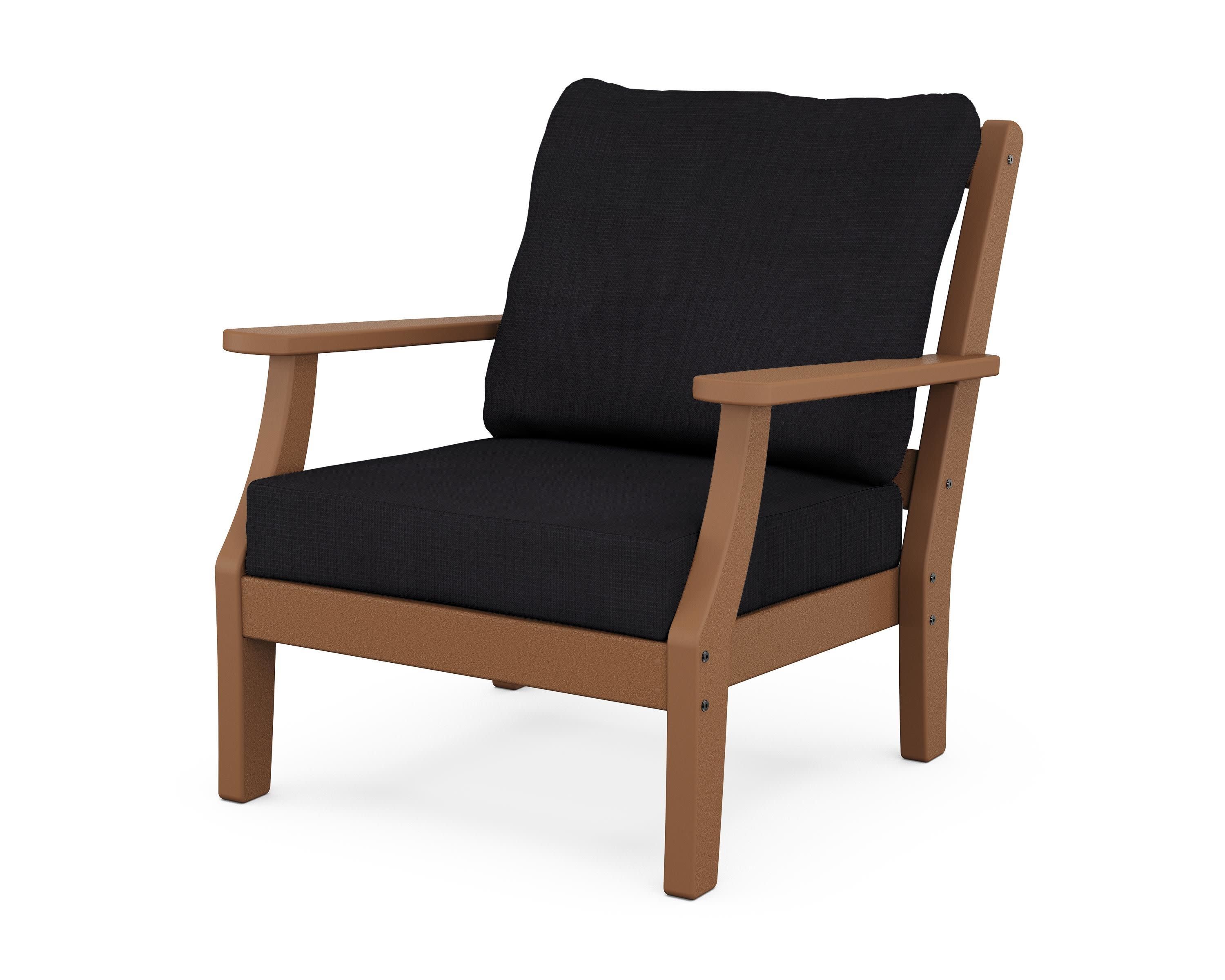 Chinoiserie Deep Seating Chair in Teak / Midnight Linen