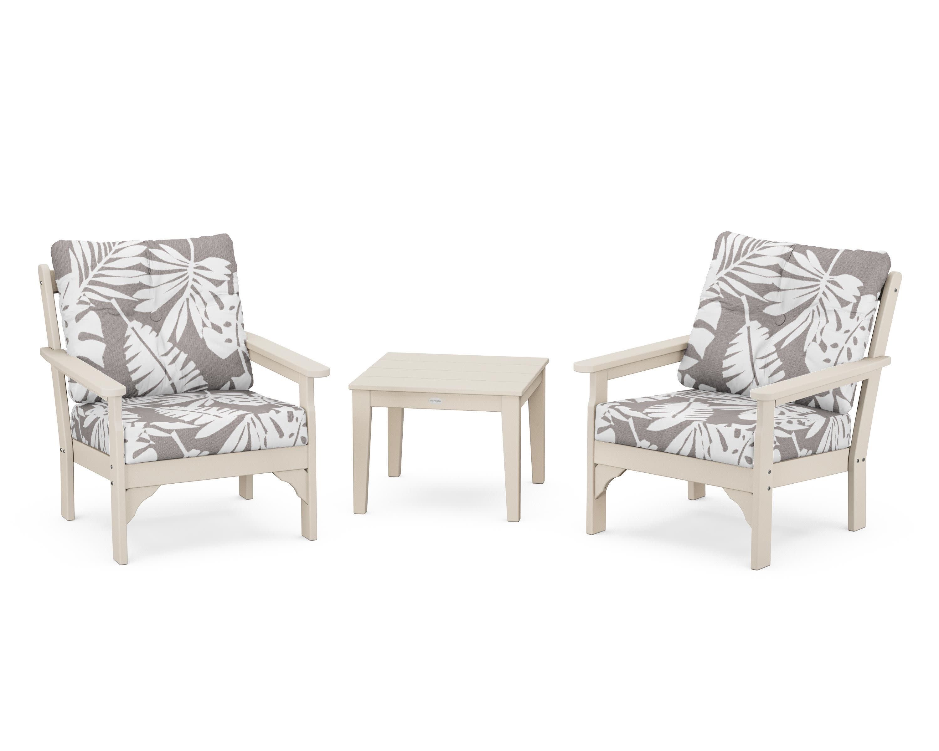 Vineyard 3-Piece Deep Seating Set in Sand / Leaf Grey Mist
