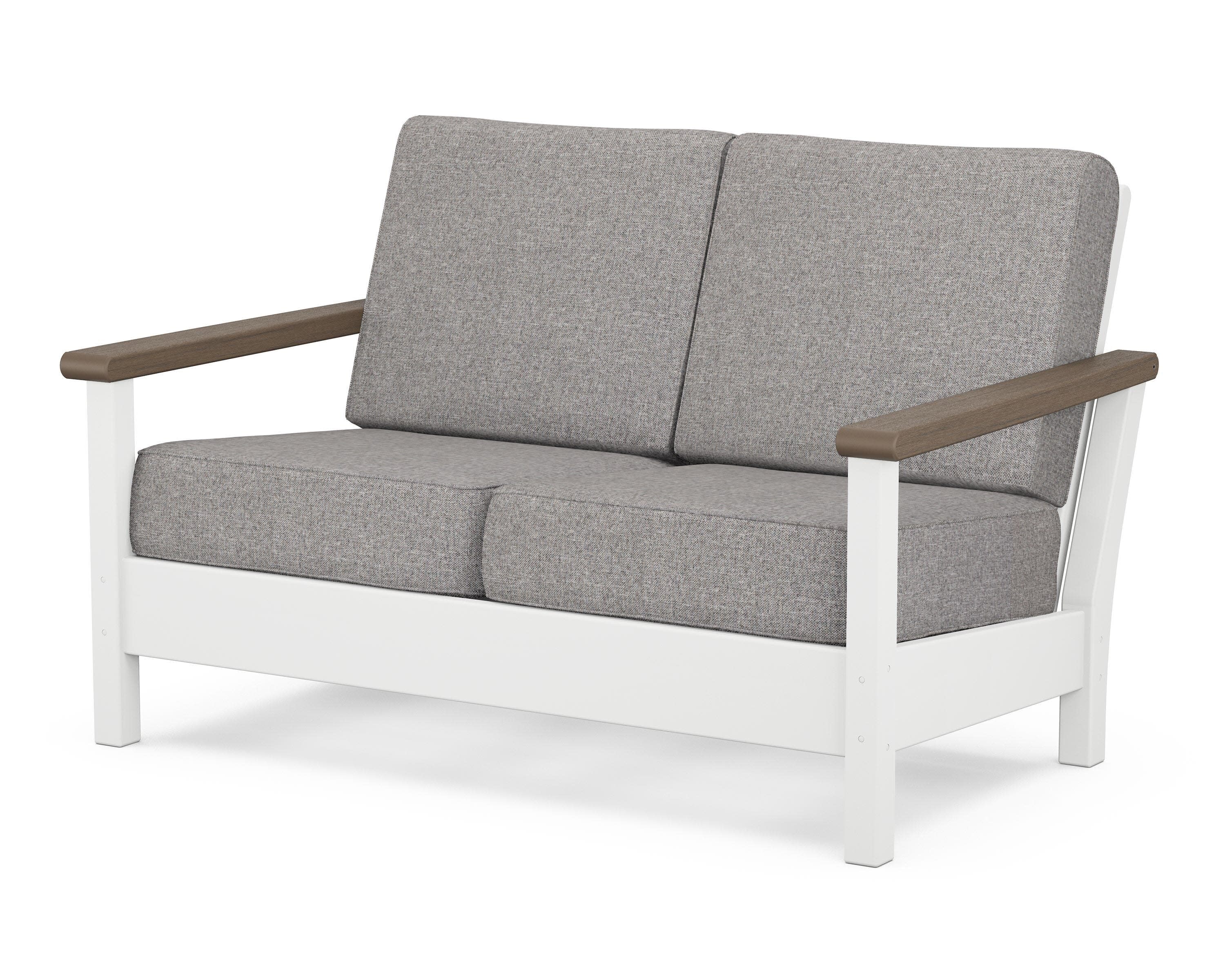 Harbour Deep Seating Loveseat in White / Kona / Grey Mist